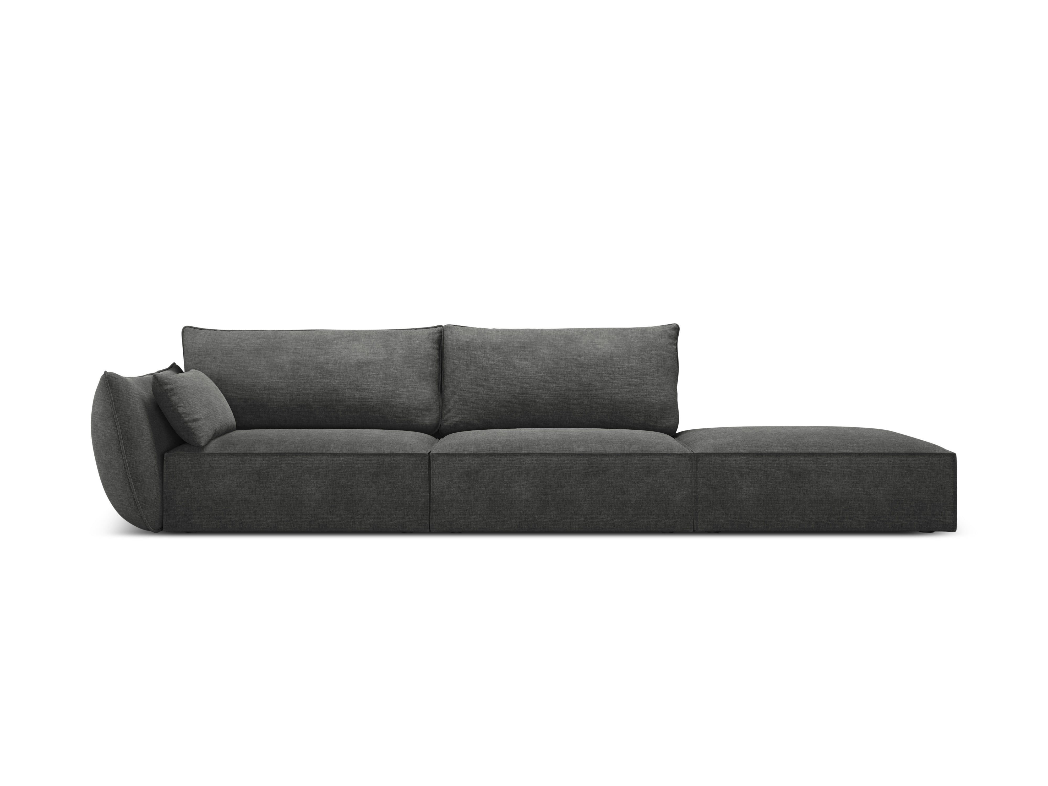 Sofa in the sofa fabric of the right -hand open Vanda dark gray