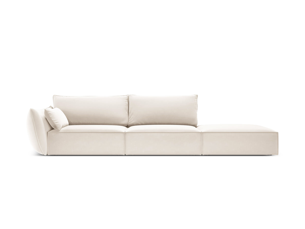 Right -sided velvet sofa open Vanda Beige