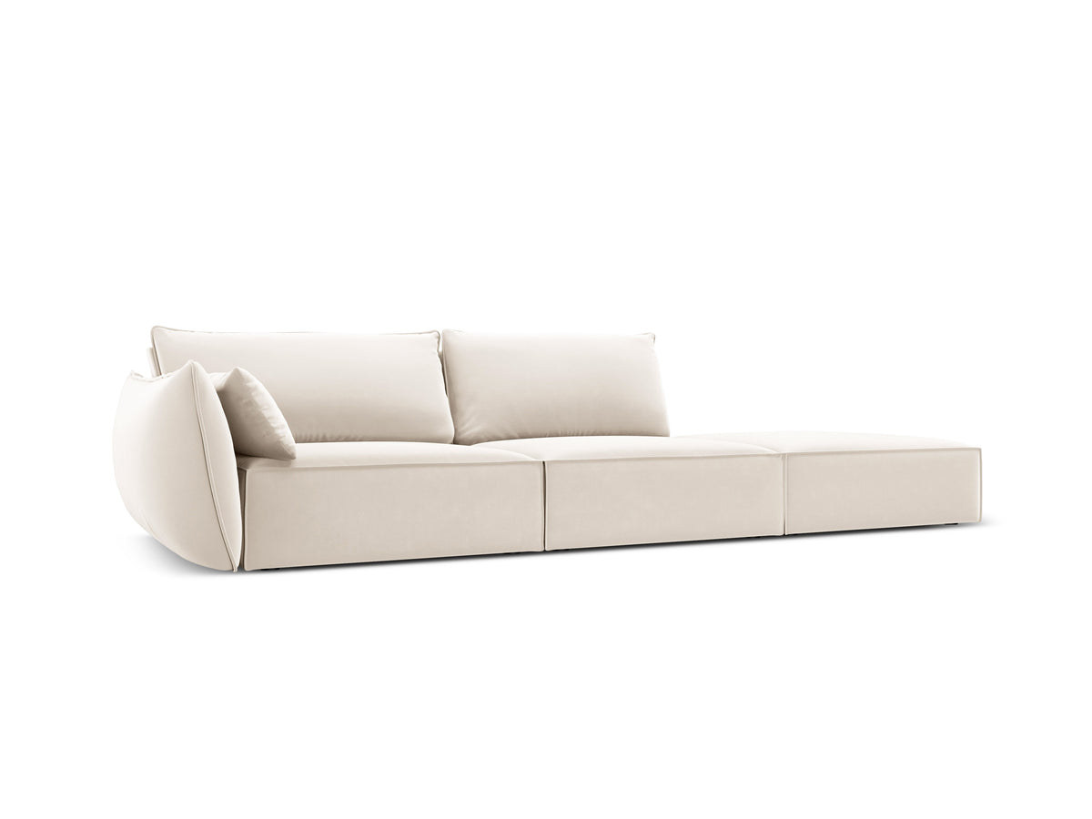 Right -sided velvet sofa open Vanda Beige