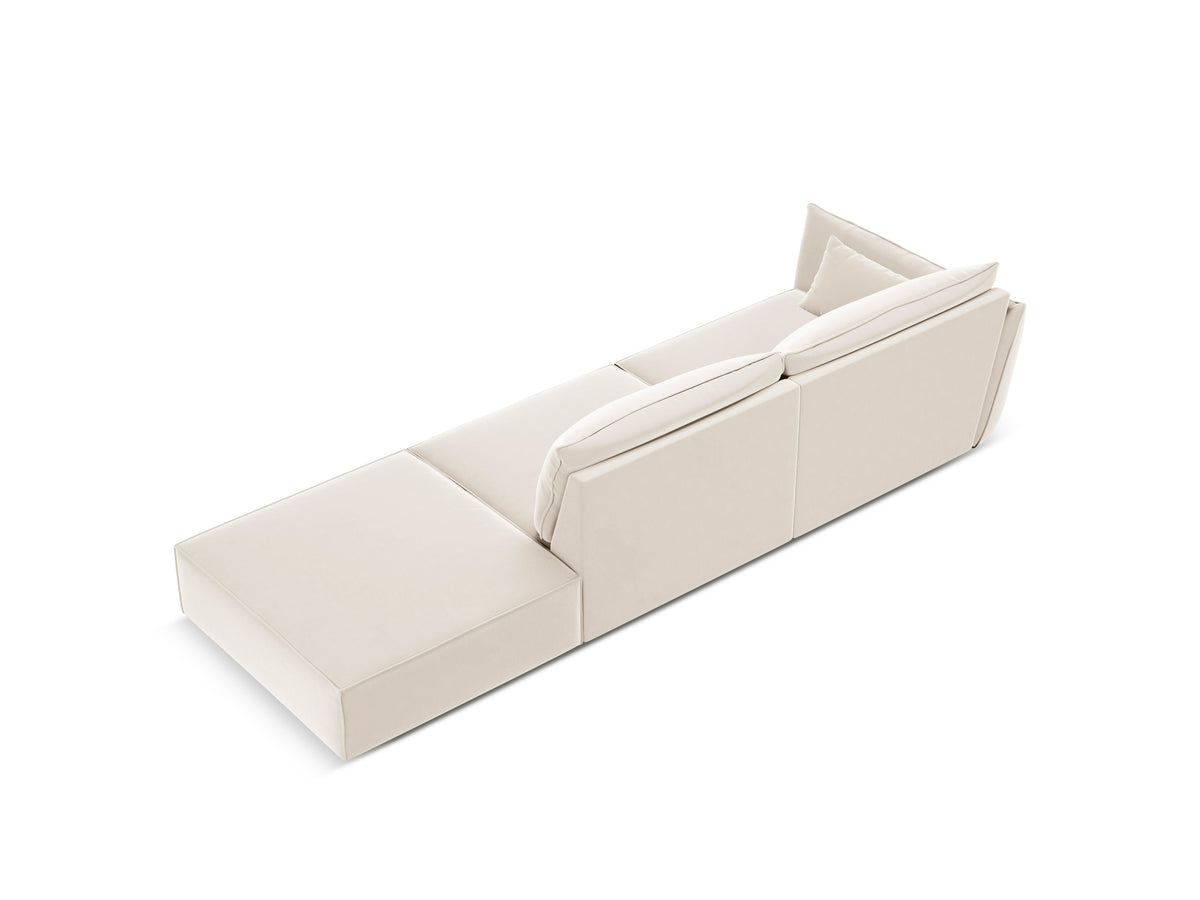 Right -sided velvet sofa open Vanda Beige