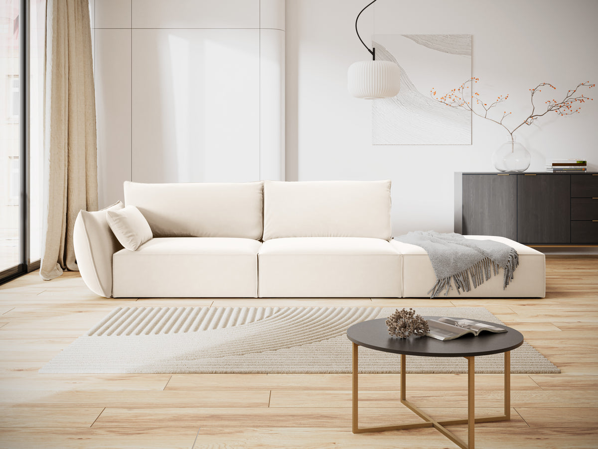 Right -sided velvet sofa open Vanda Beige