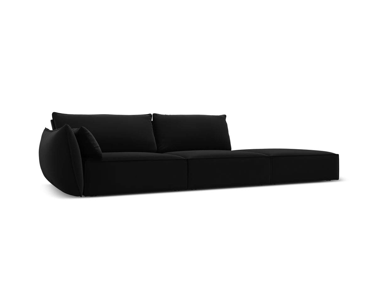 Right -sided velvet sofa open Vanda Czarny