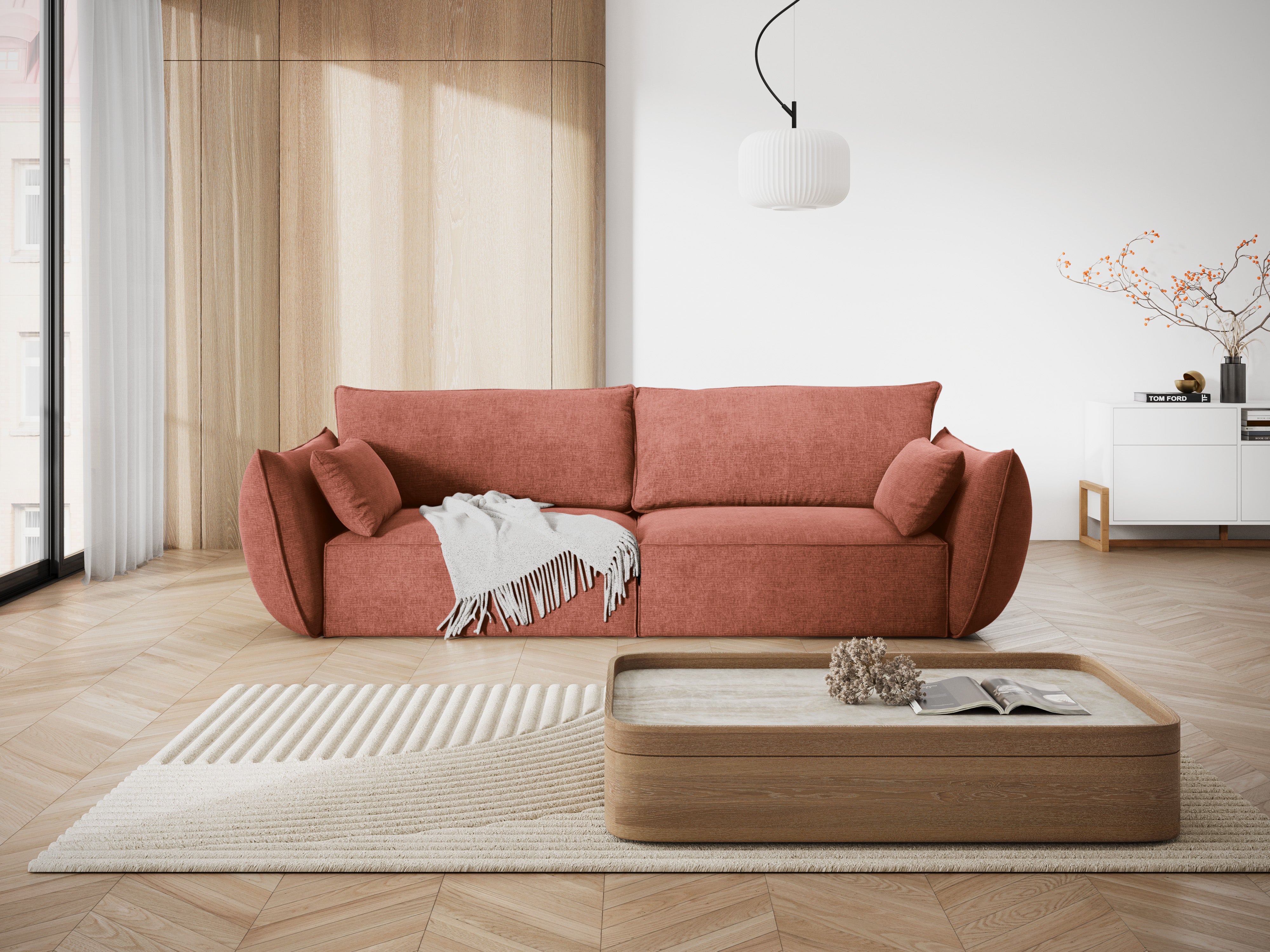 Sofa in the Sielilian Fabric of 3-person Vanda Terracotta