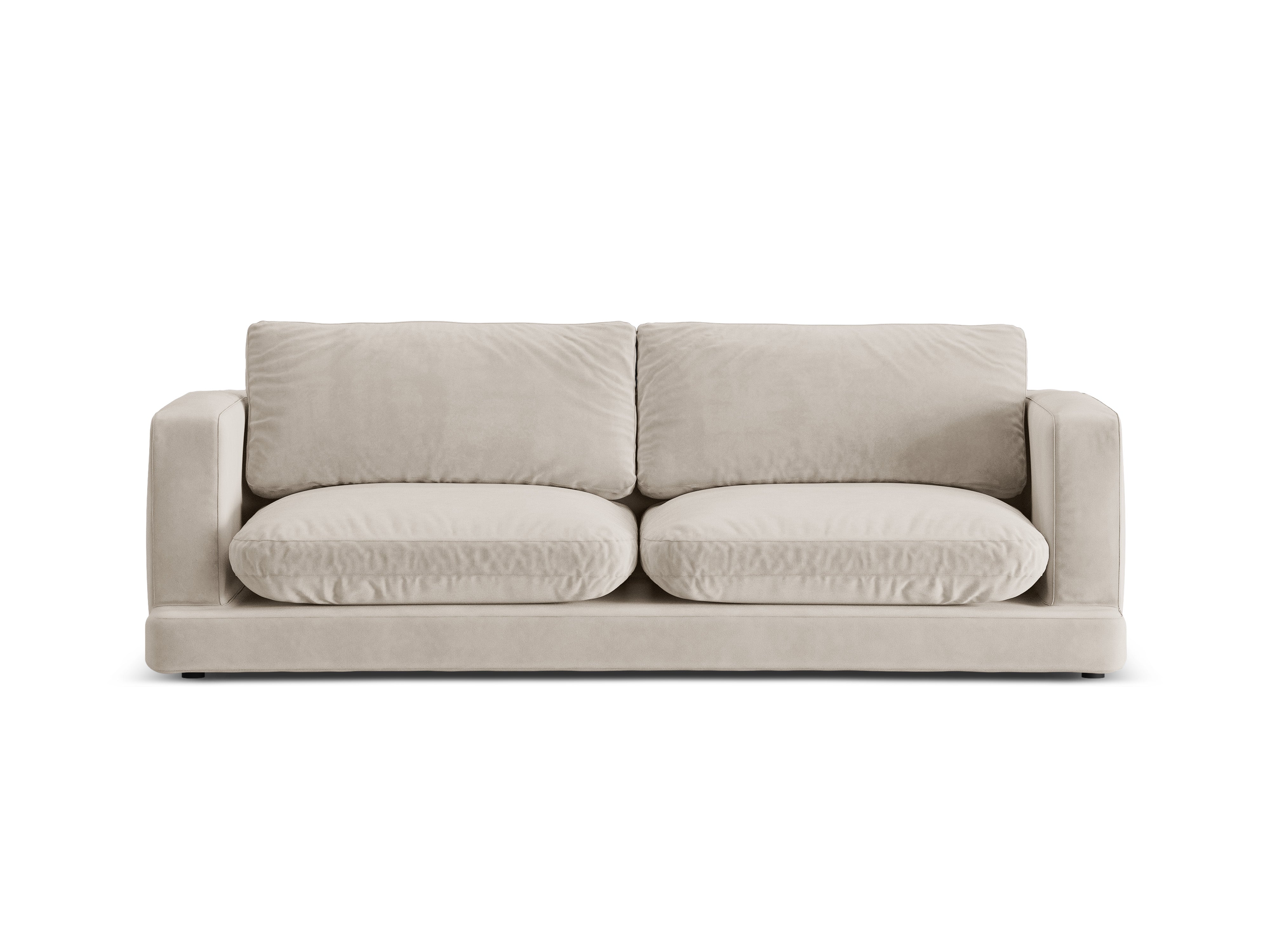 Velvet 3-Seater Sofa DAPHNE Light Beige