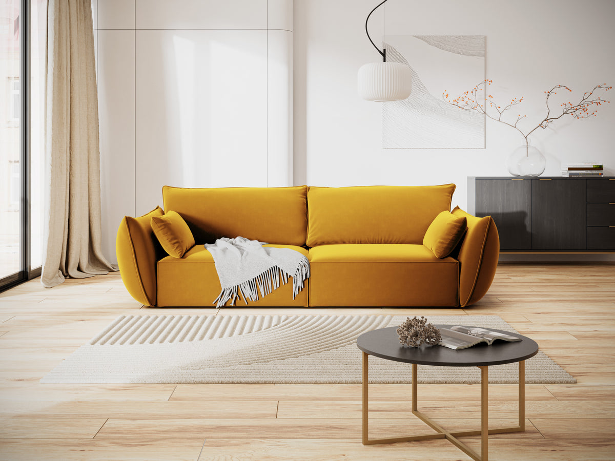 Vanda mustard velvet sofa