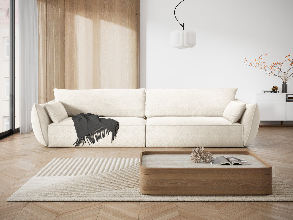 Sofa in the sofa fabric of 4-seater Vanda light beige