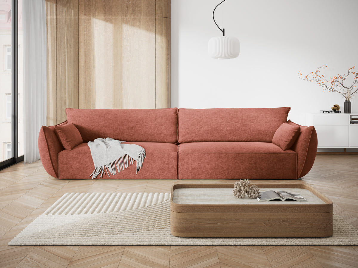 Sofa in the sofa fabric of 4-person Vanda Terracotta