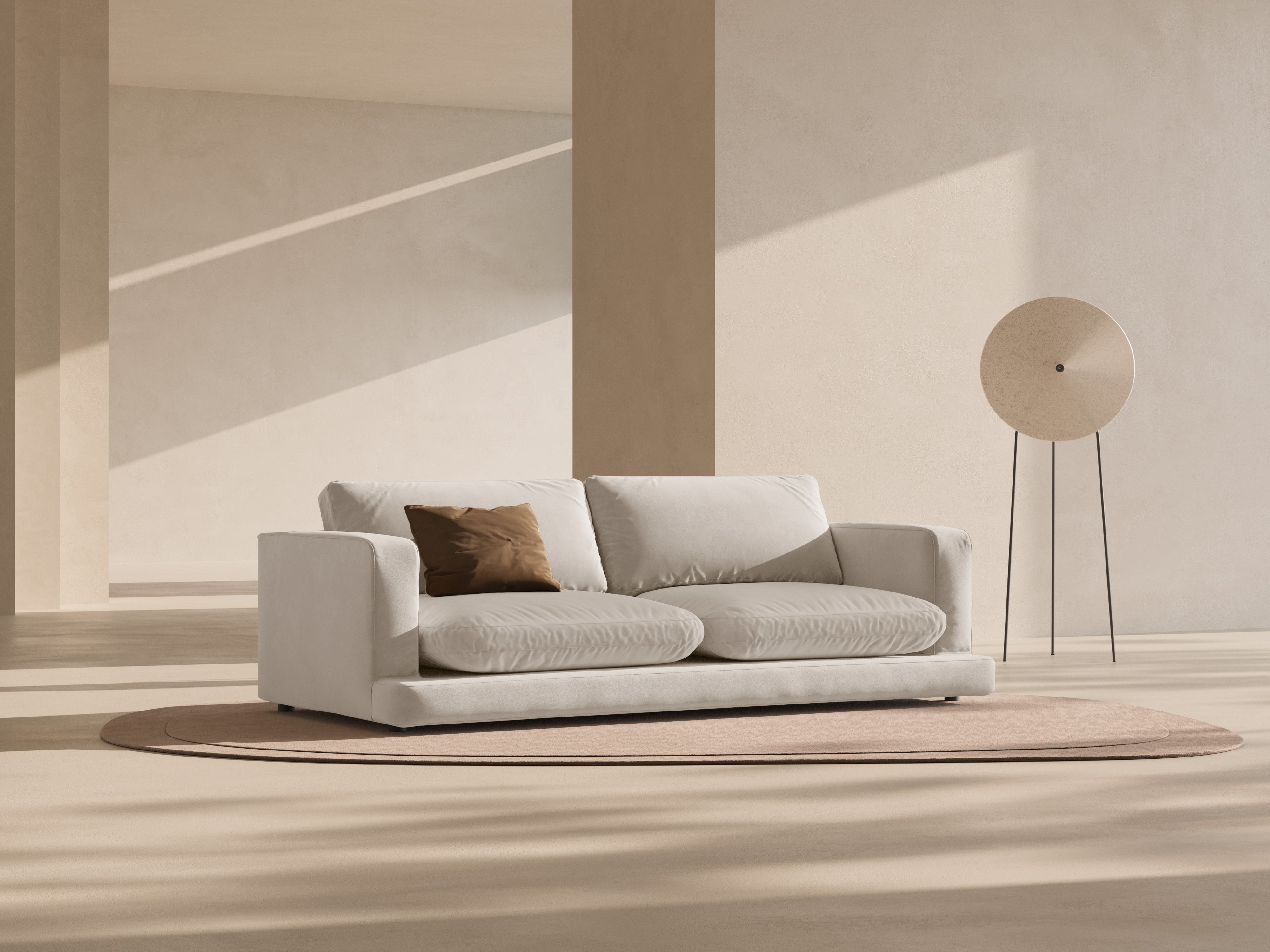 Sofa aus Samt für 4 Personen DAPHNE hellbeige
