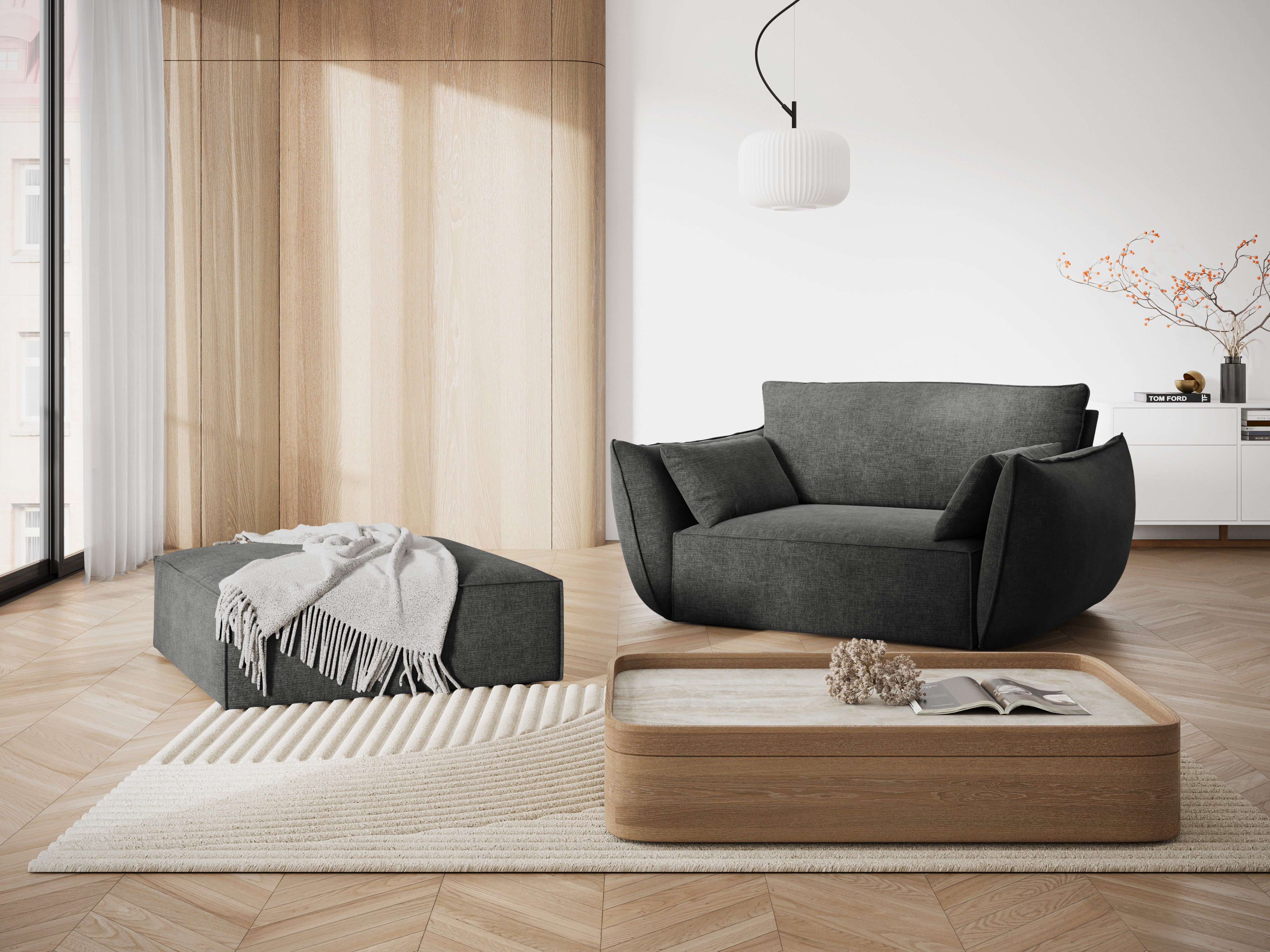 Armchair in the Vanda dark gray szenil fabric