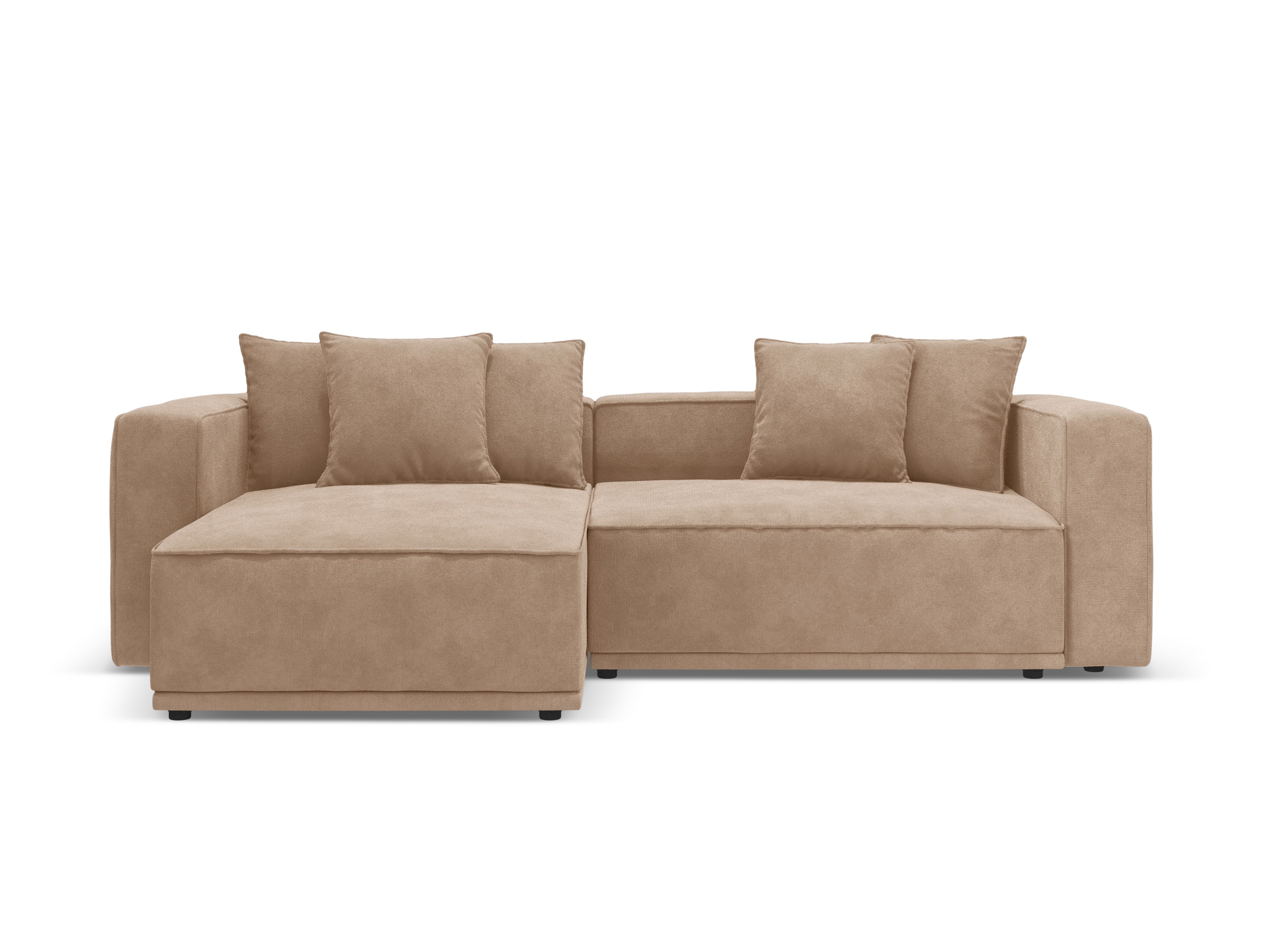 Left-facing velvet corner sofa bed RIBES dark beige