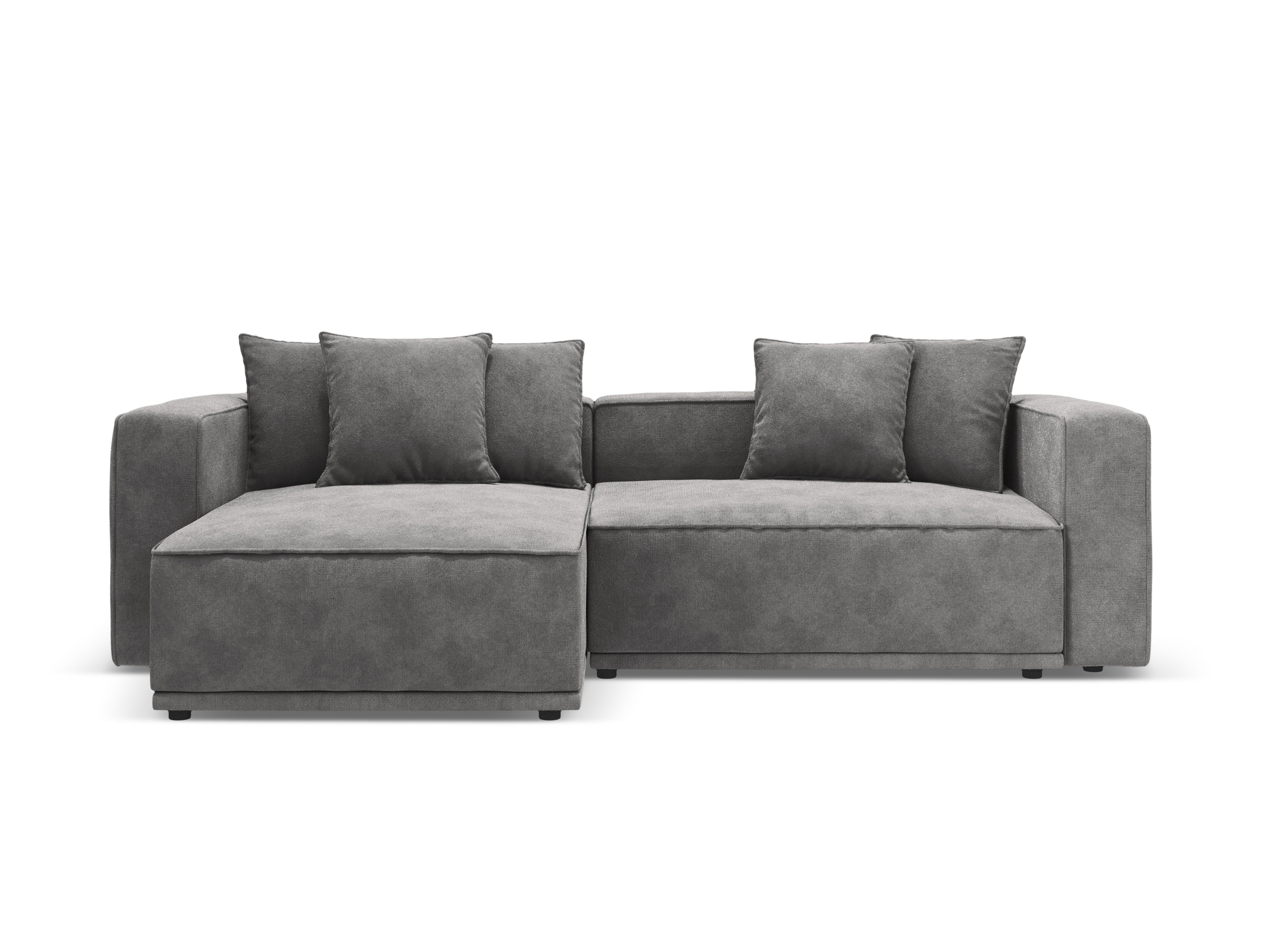 Samt-Ecksofa links mit Schlaffunktion RIBES grau