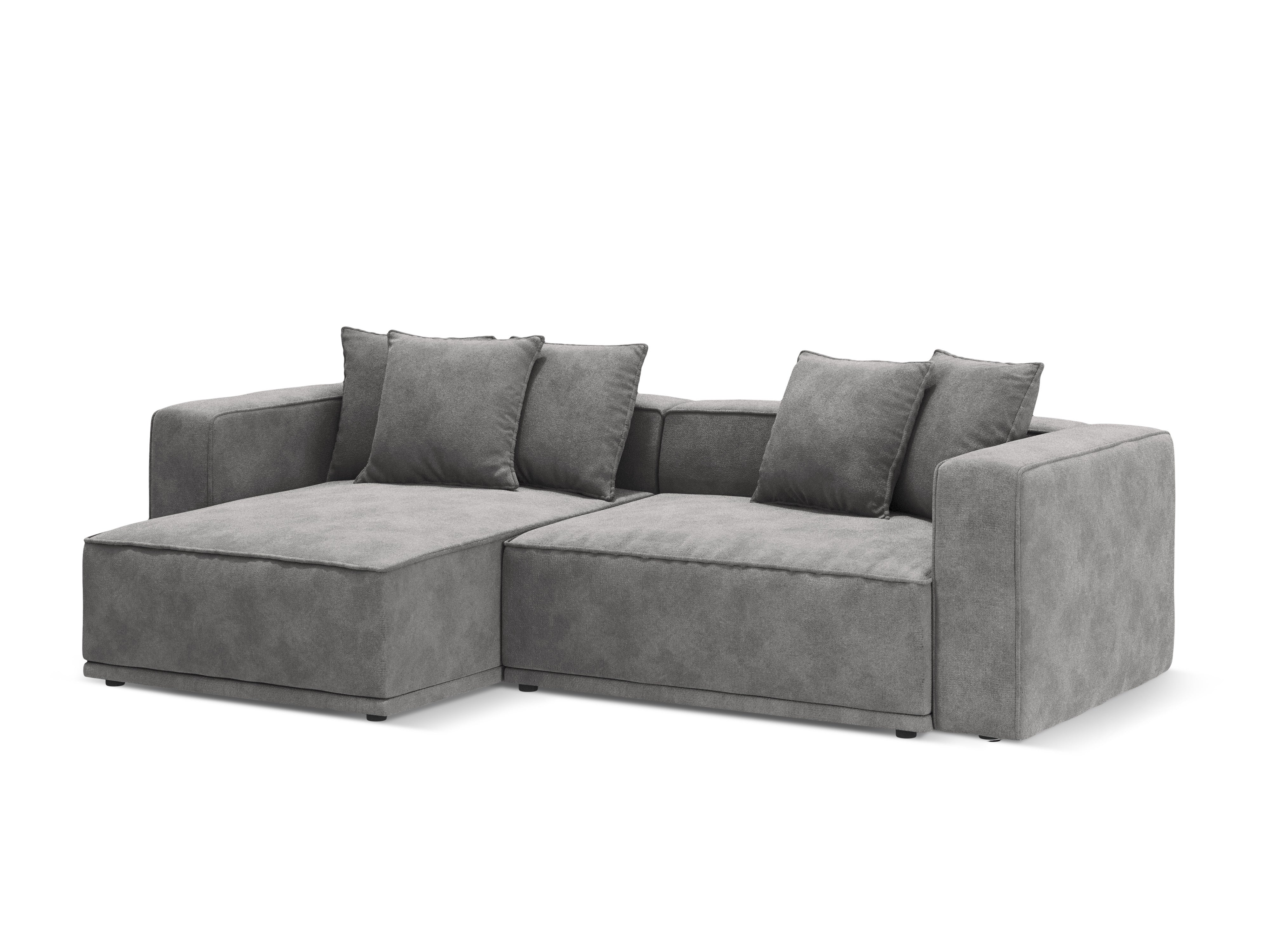 Samt-Ecksofa links mit Schlaffunktion RIBES grau