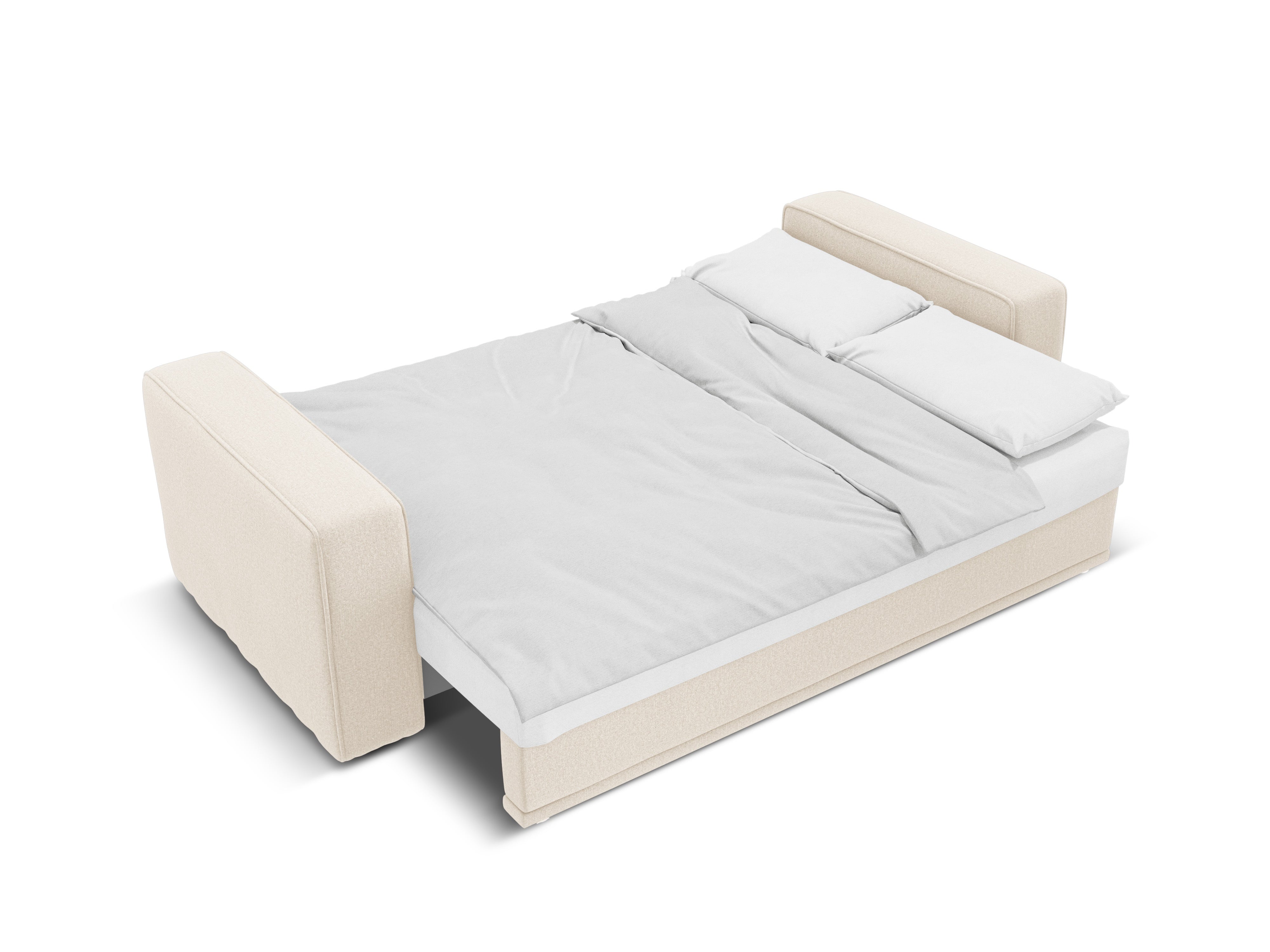 Left-sided corner sofa bed RIBES light beige chenille