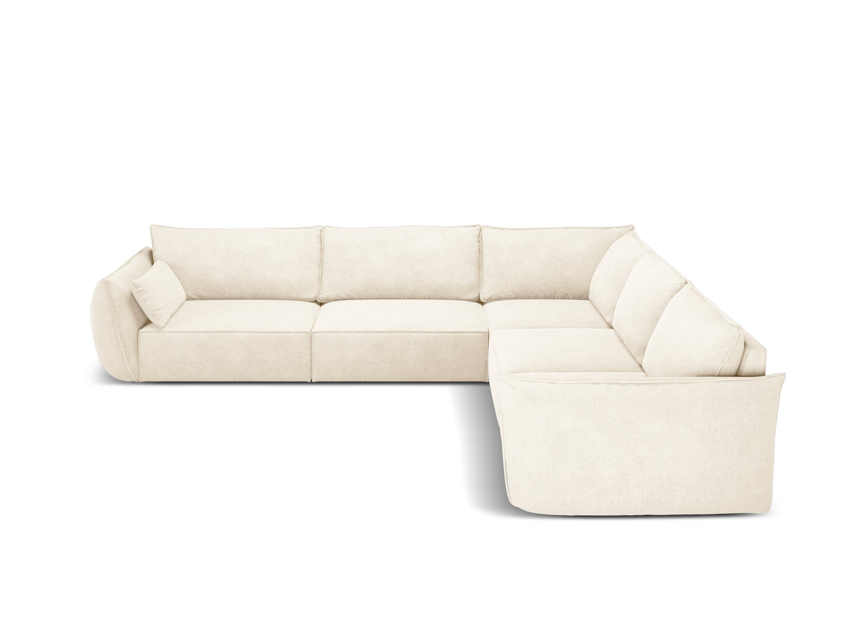 Symmetrical corner in the bright beige szenil fabric