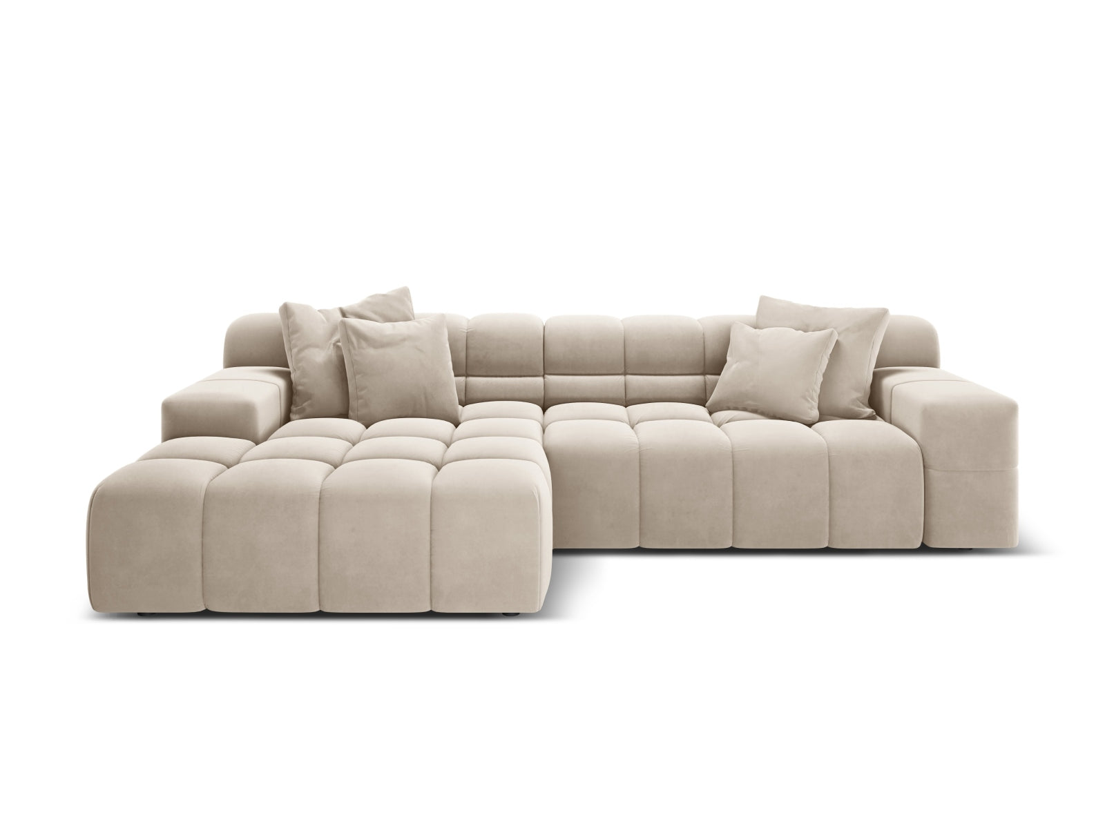 Samt-Ecksofa 3-sitzig links AGAVE hellbeige