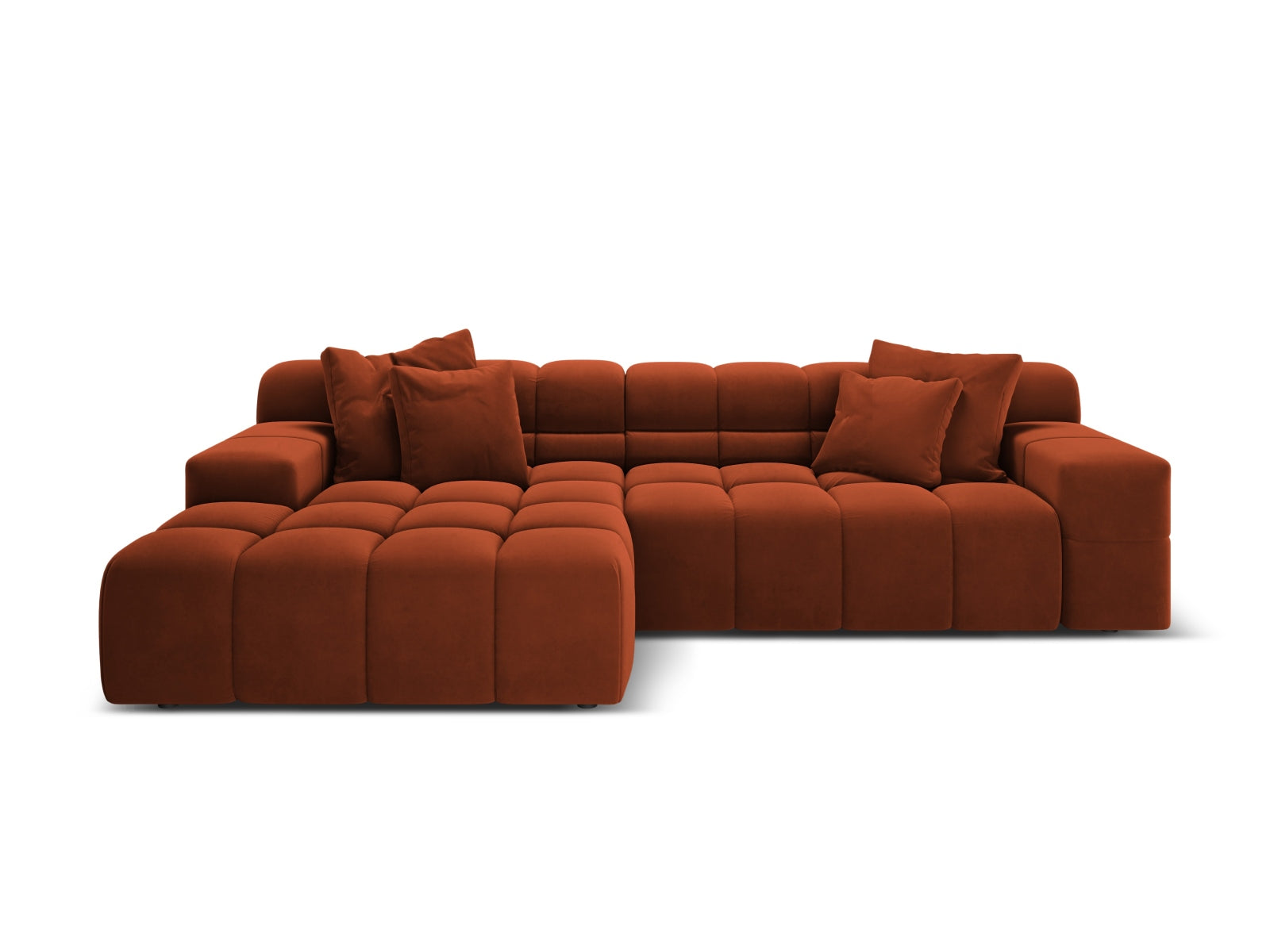 Samt-Ecksofa 3-sitzig links AGAVE ziegelrot