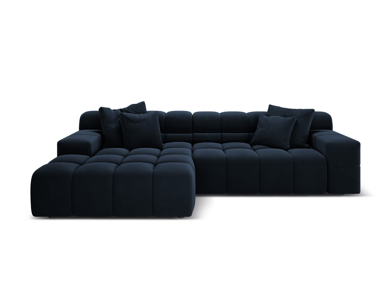 Samt-Ecksofa 3-sitzig links AGAVE in Marineblau
