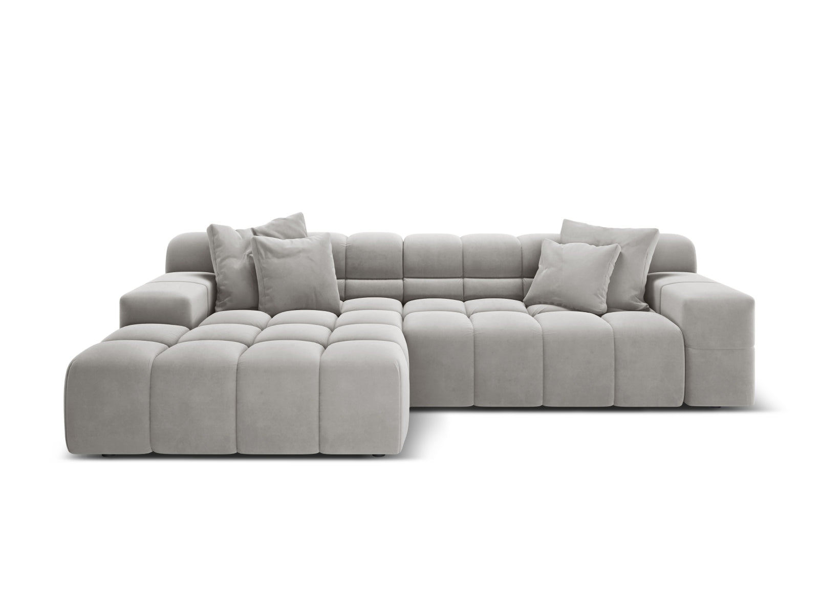 Samt-Ecksofa 3-sitzig links AGAVE grau