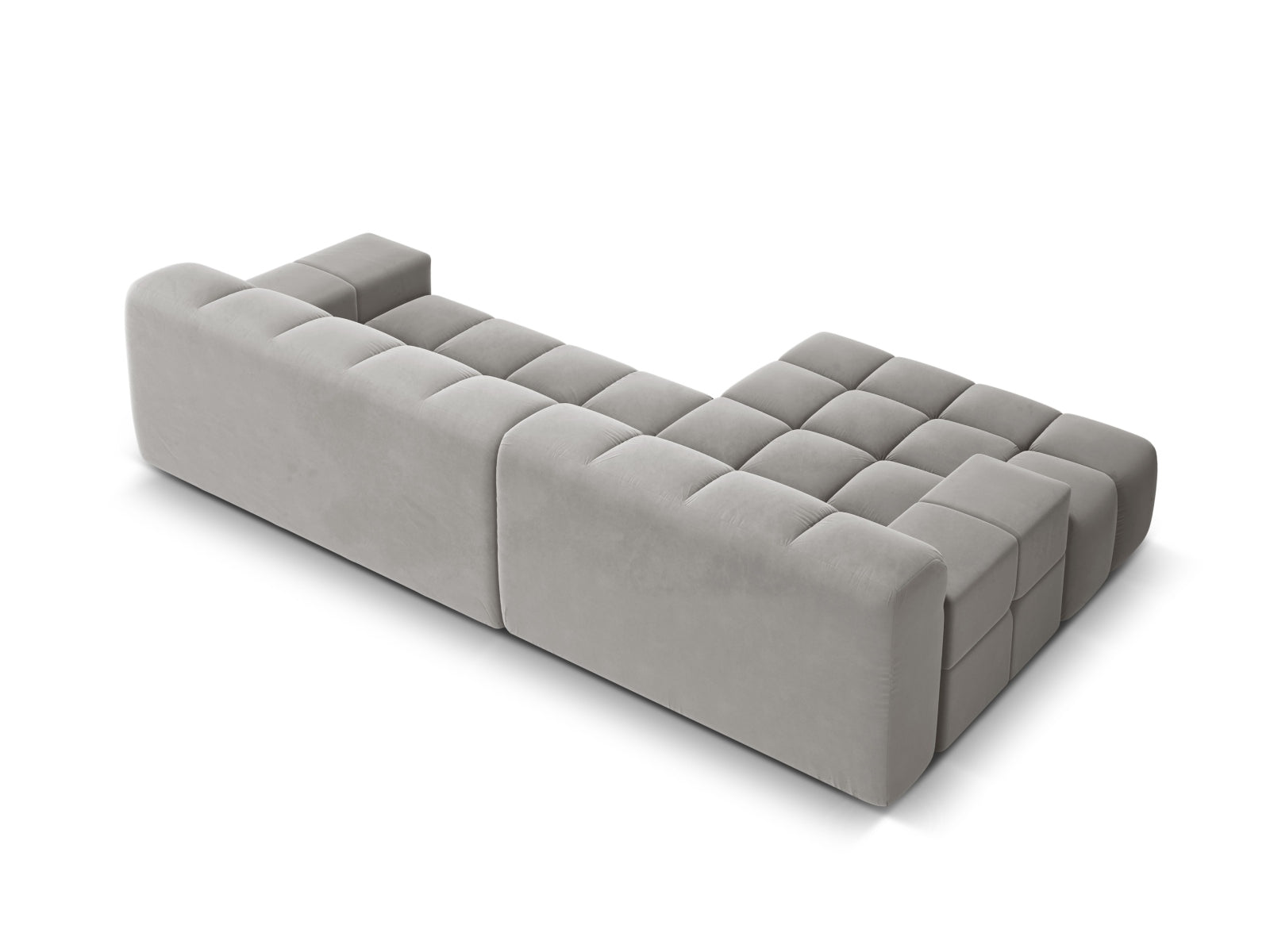 Samt-Ecksofa 3-sitzig links AGAVE grau
