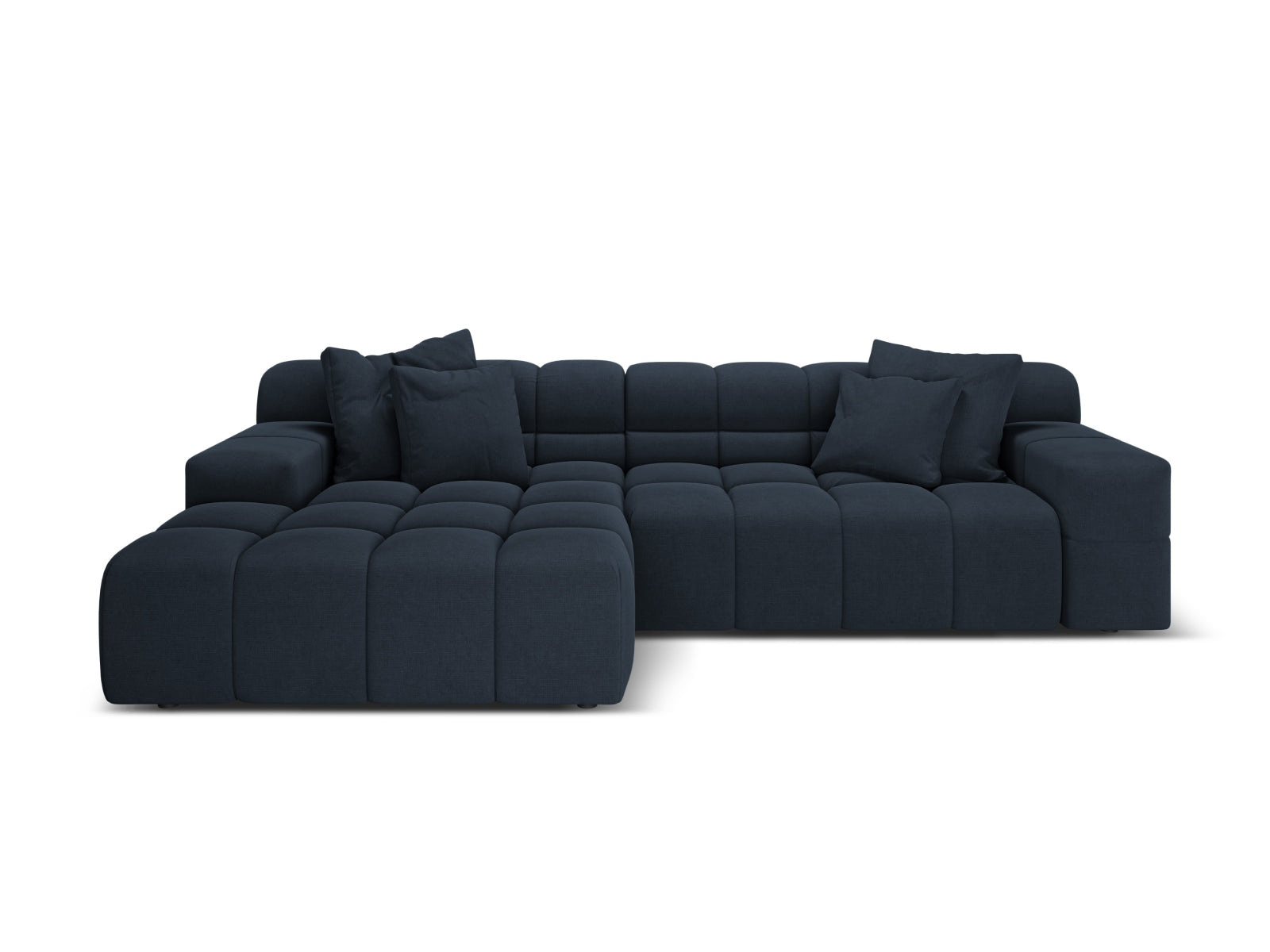 3-sitziger linker Ecksofa AGAVE in marineblauem Chenille