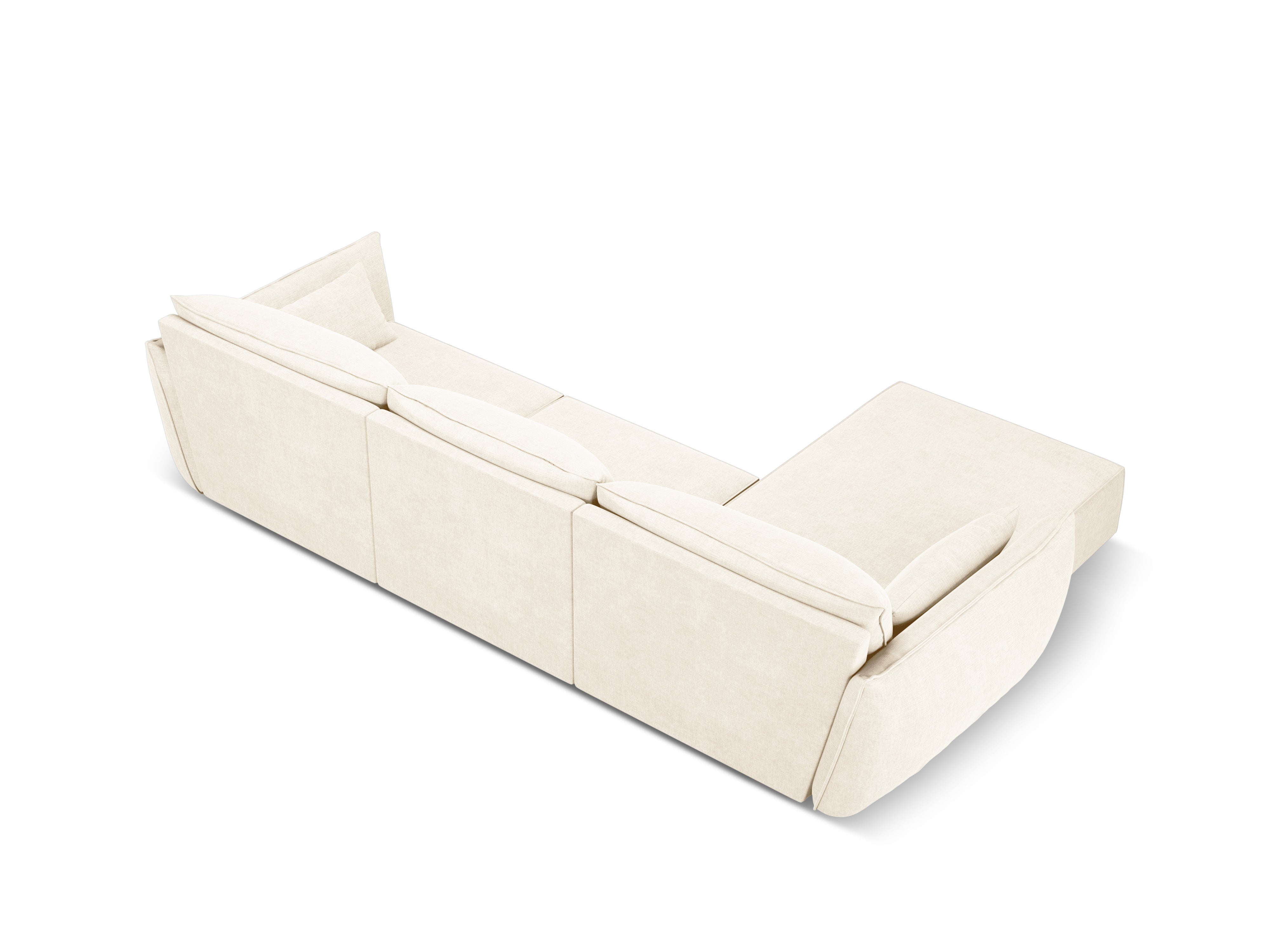 A corner in the szenil fabric left-sided 4-person light beige Vanda