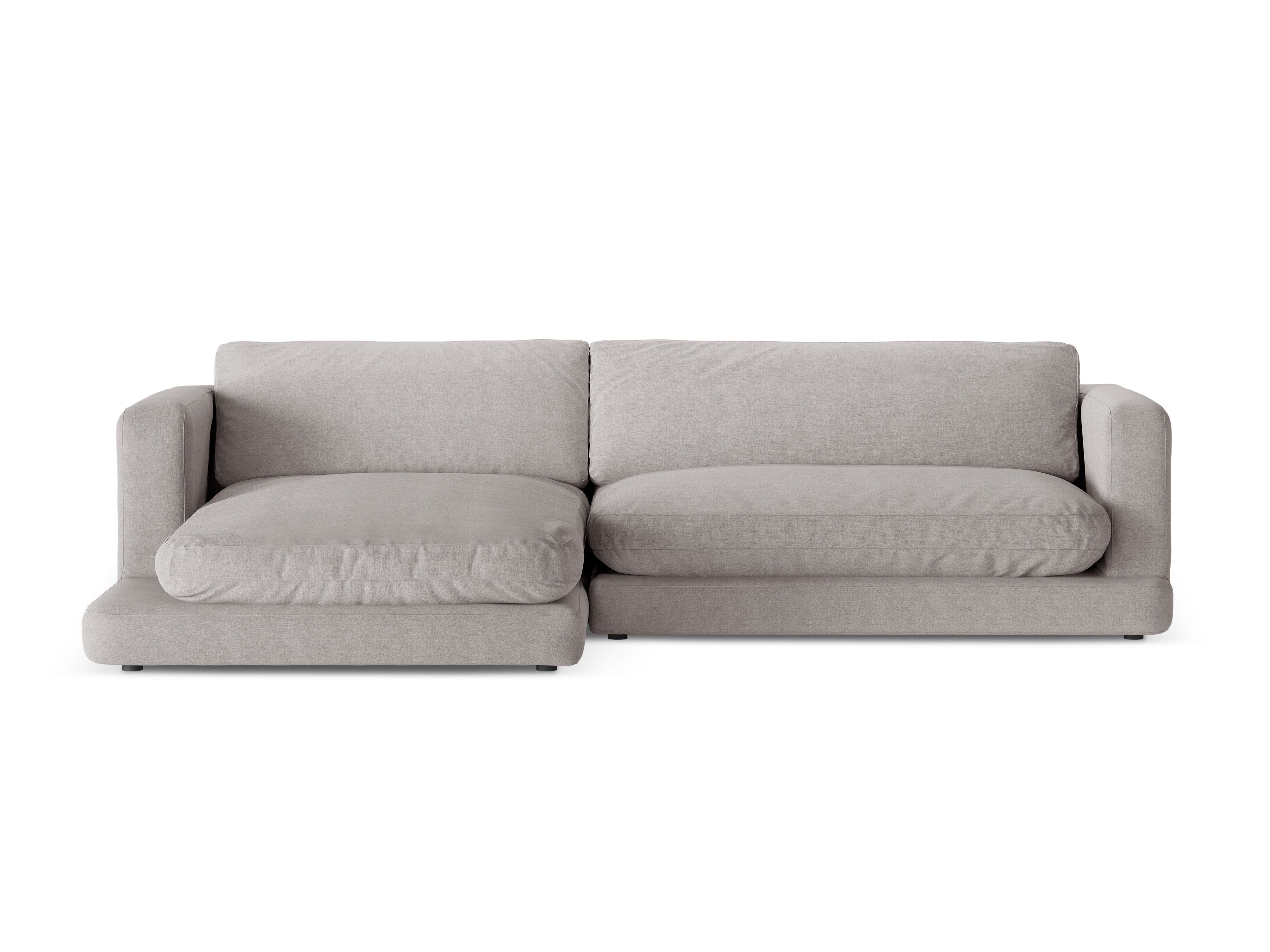 Linksseitige Eckcouch DAPHNE warmes graues Chenille