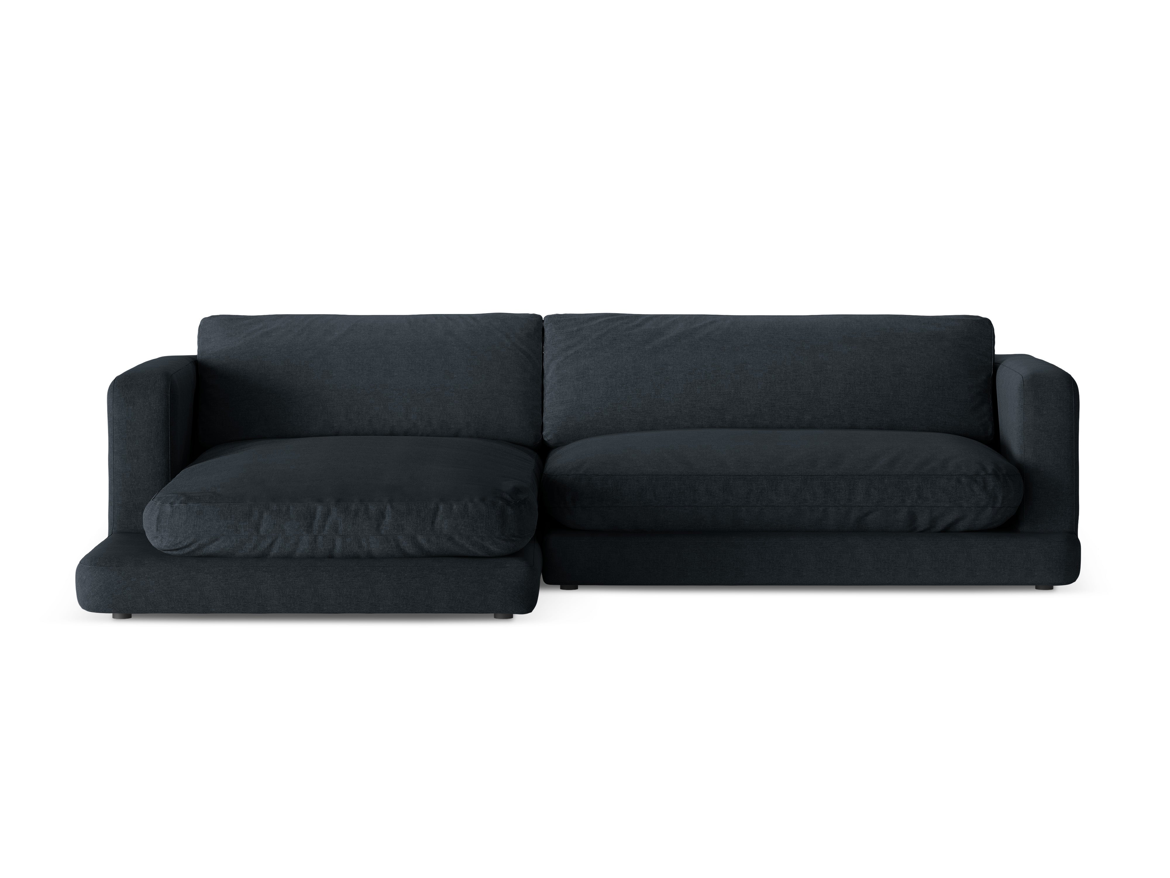 Linksseitige Eckcouch DAPHNE schwarzer Chenille