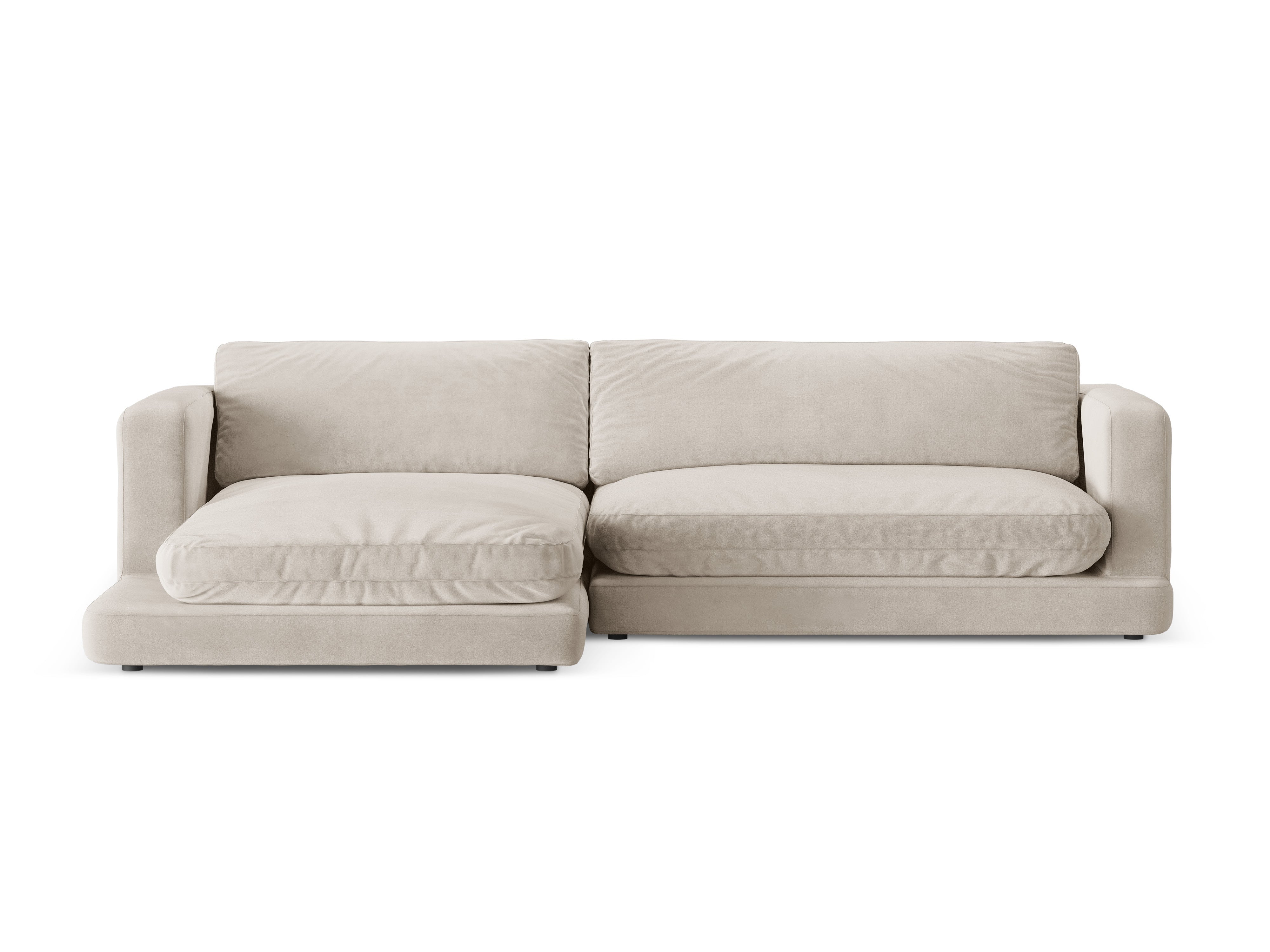 Samt-Ecksofa links DAPHNE hellbeige