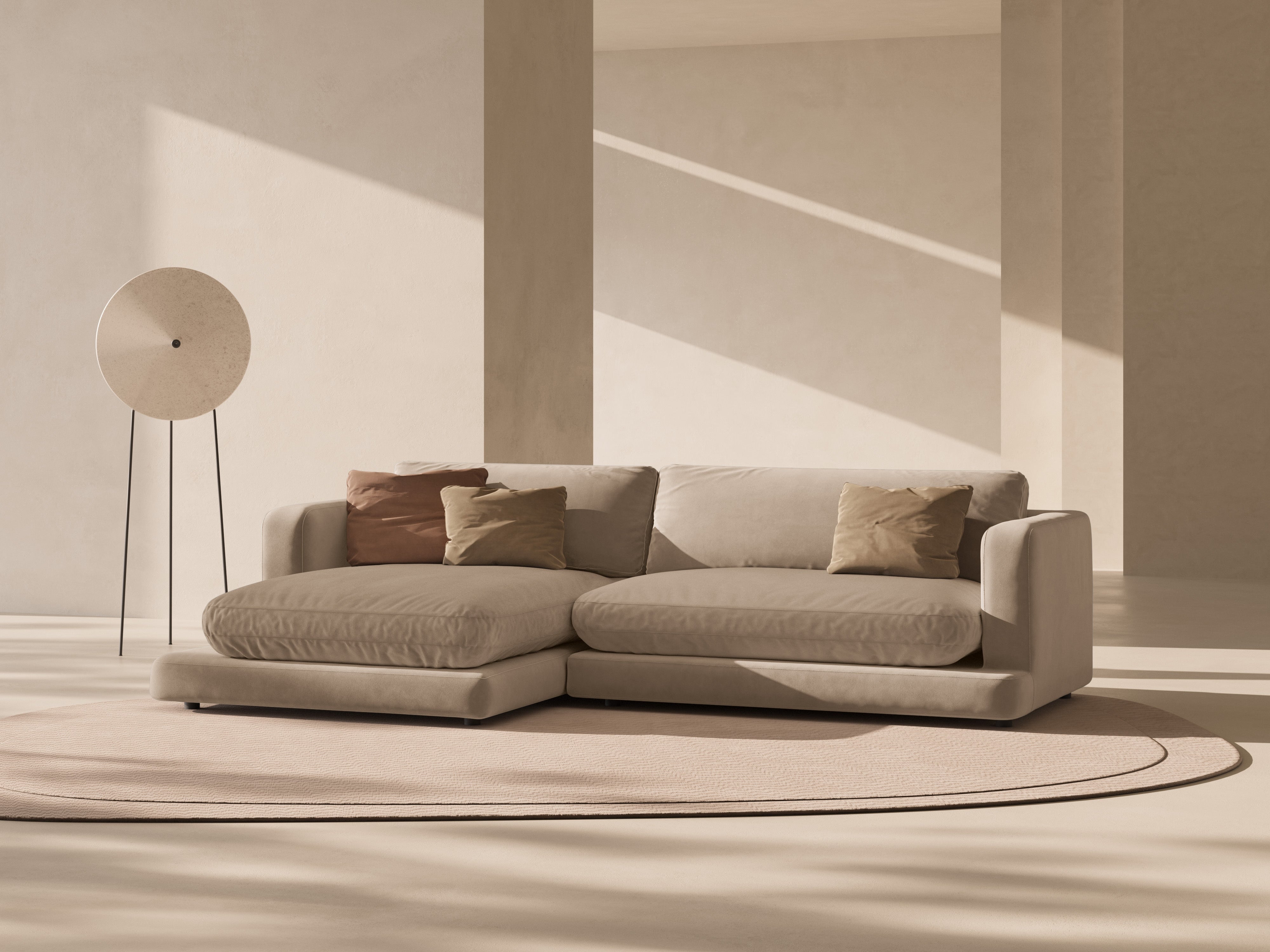 Samt-Ecksofa links DAPHNE beige
