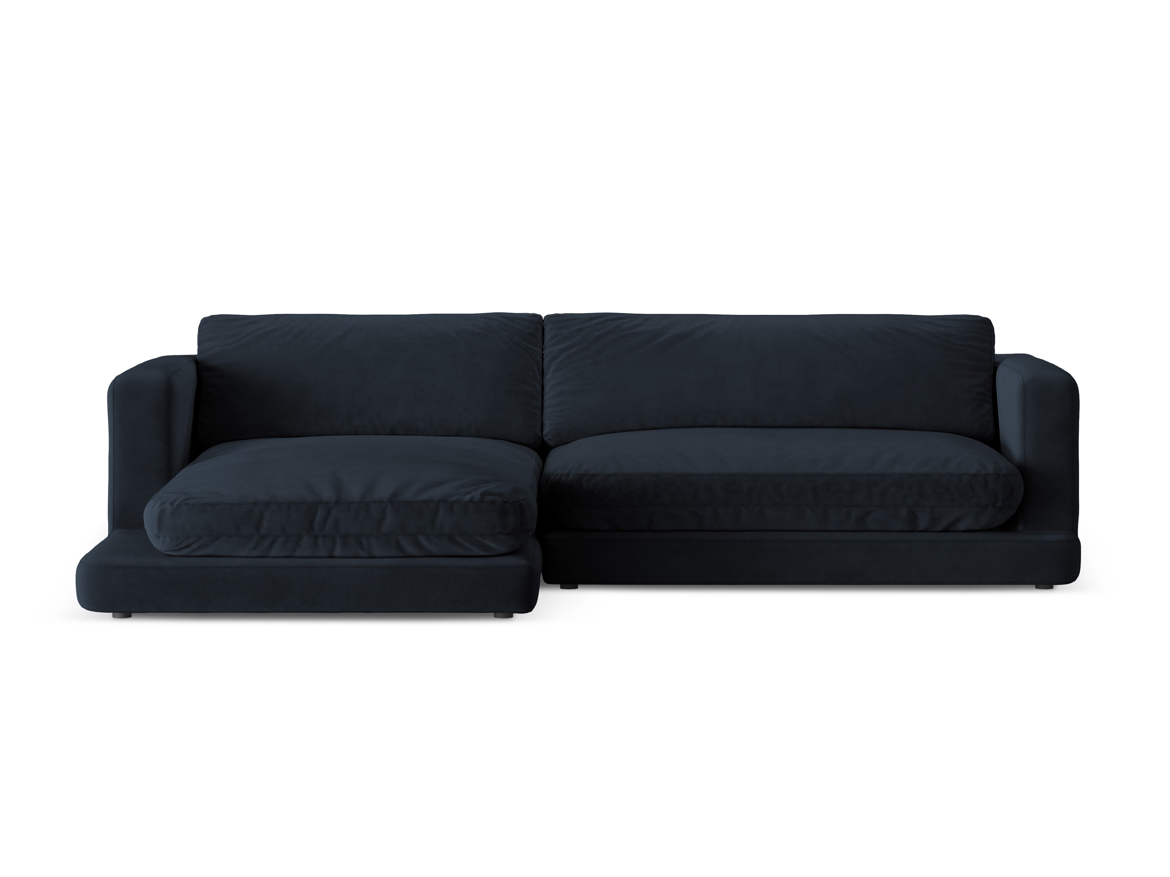 Left-facing velvet corner sofa DAPHNE navy blue