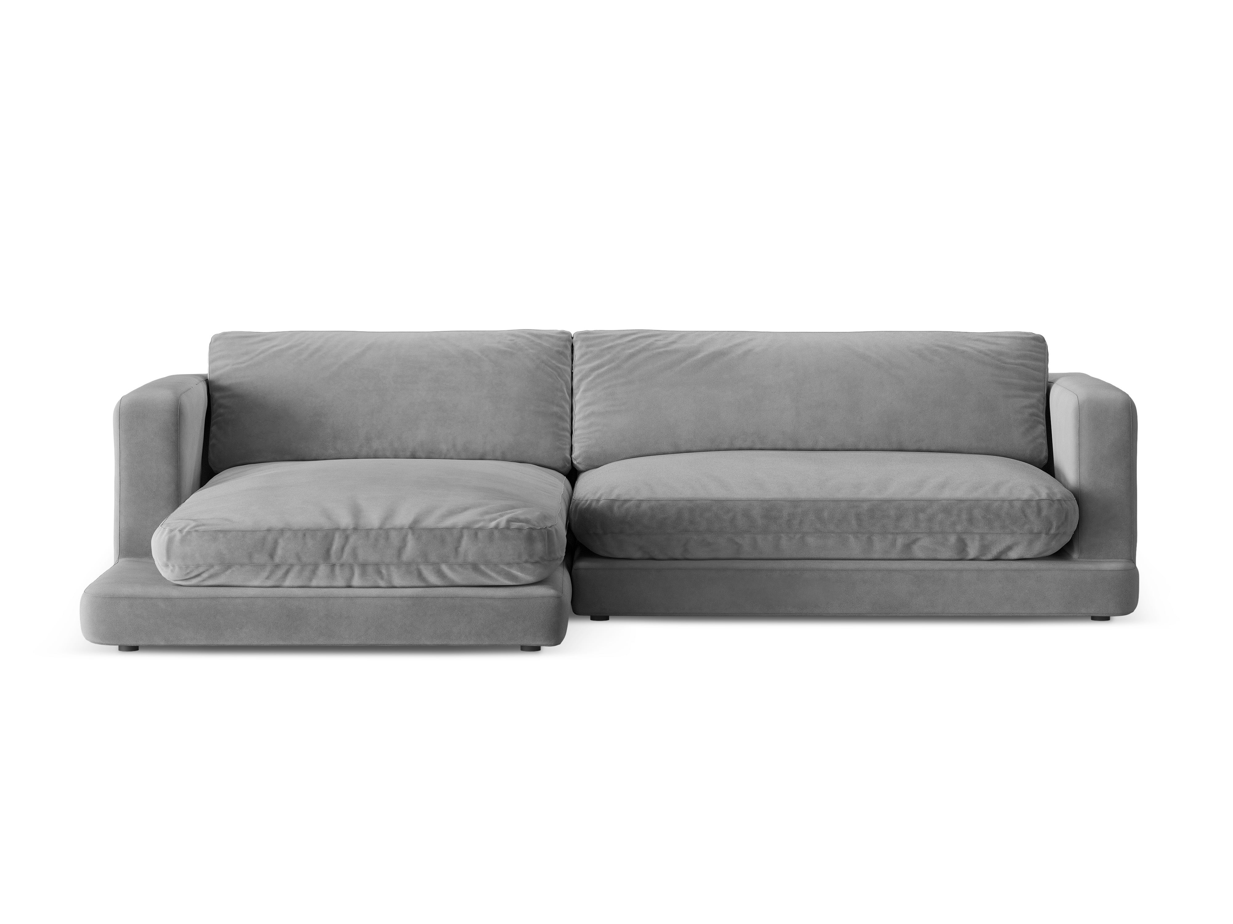 Samt-Ecksofa links DAPHNE grau