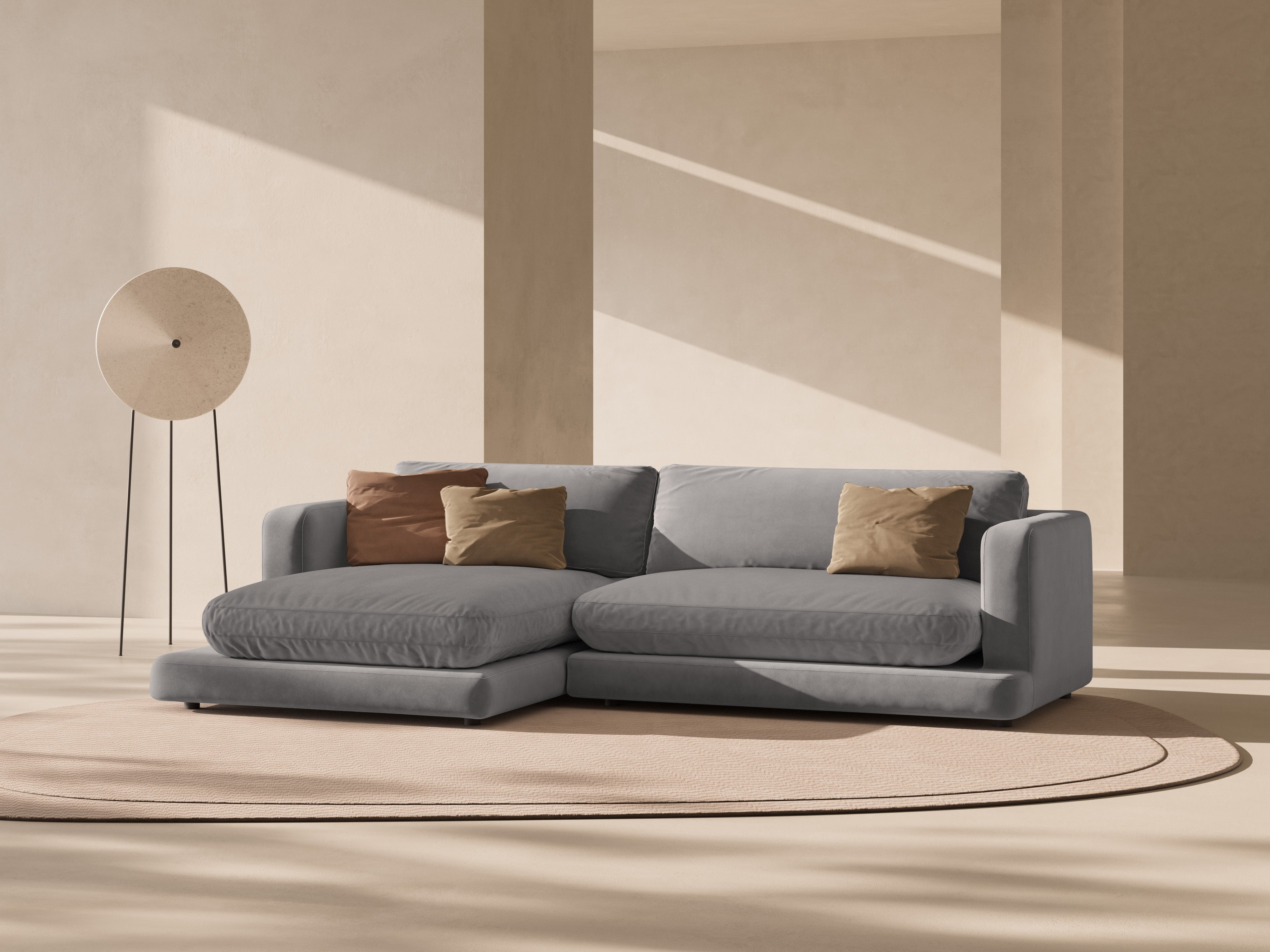 Samt-Ecksofa links DAPHNE grau