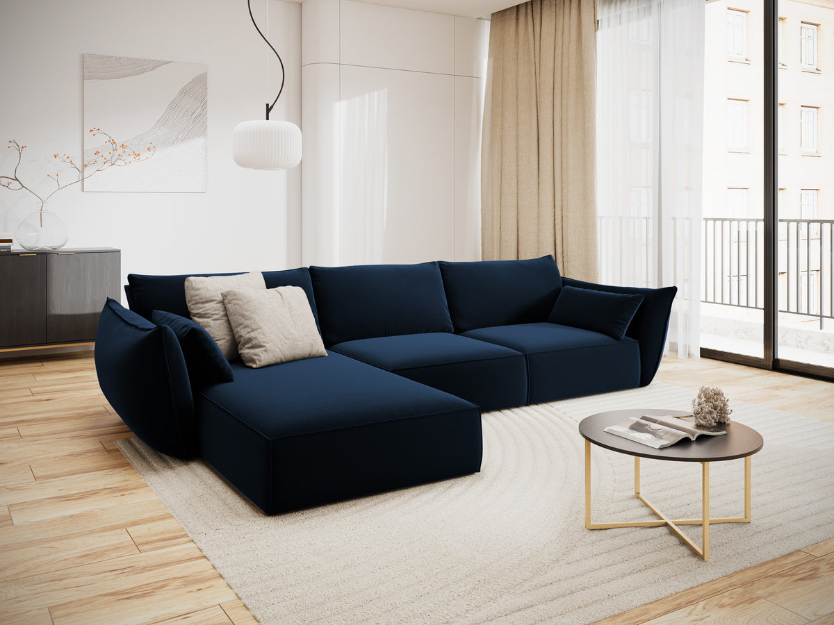 Left-handed Vanda Navy 4-seater velvet corner