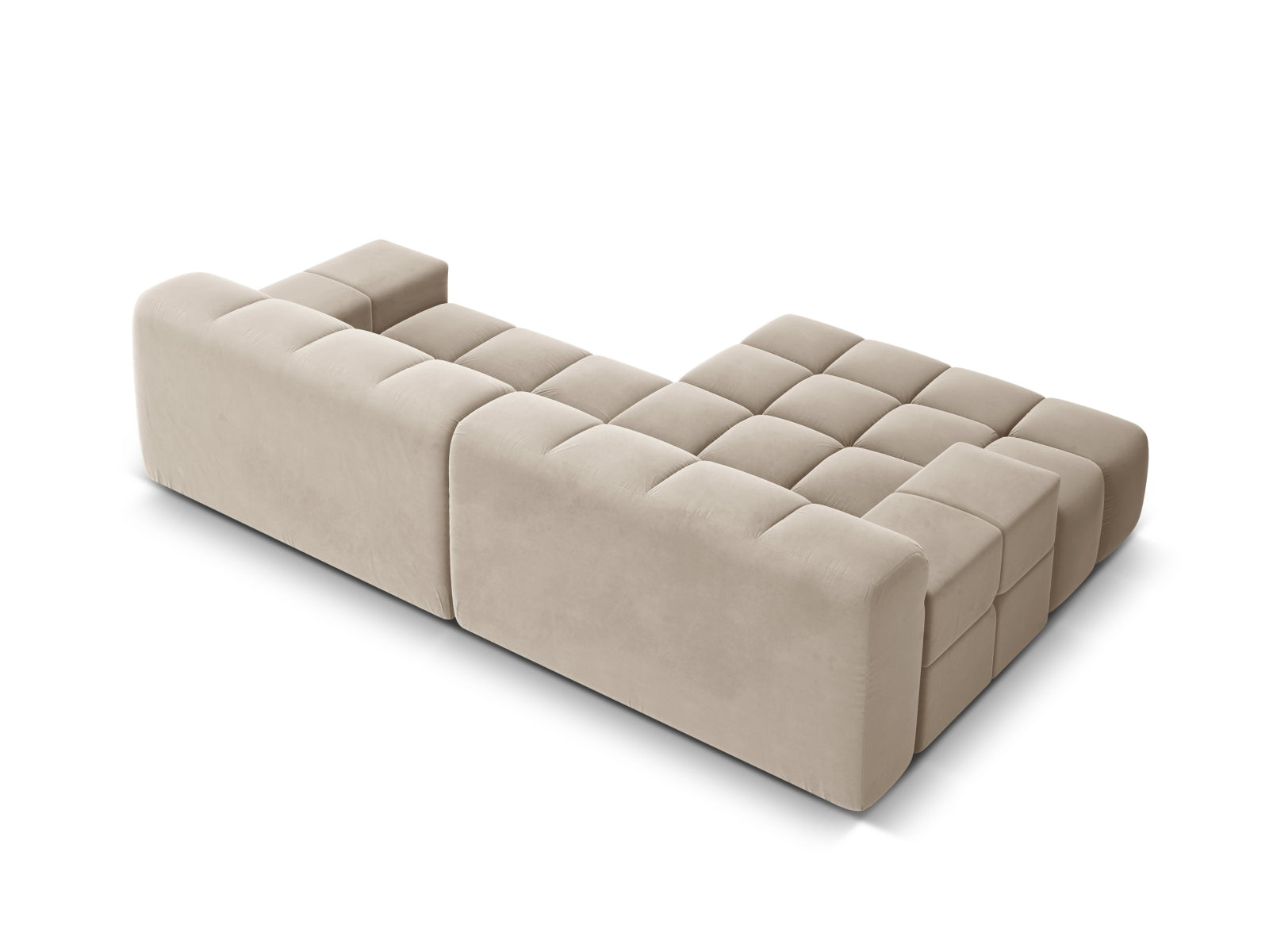 Samt-Ecksofa für 2 Personen links AGAVE hellbeige