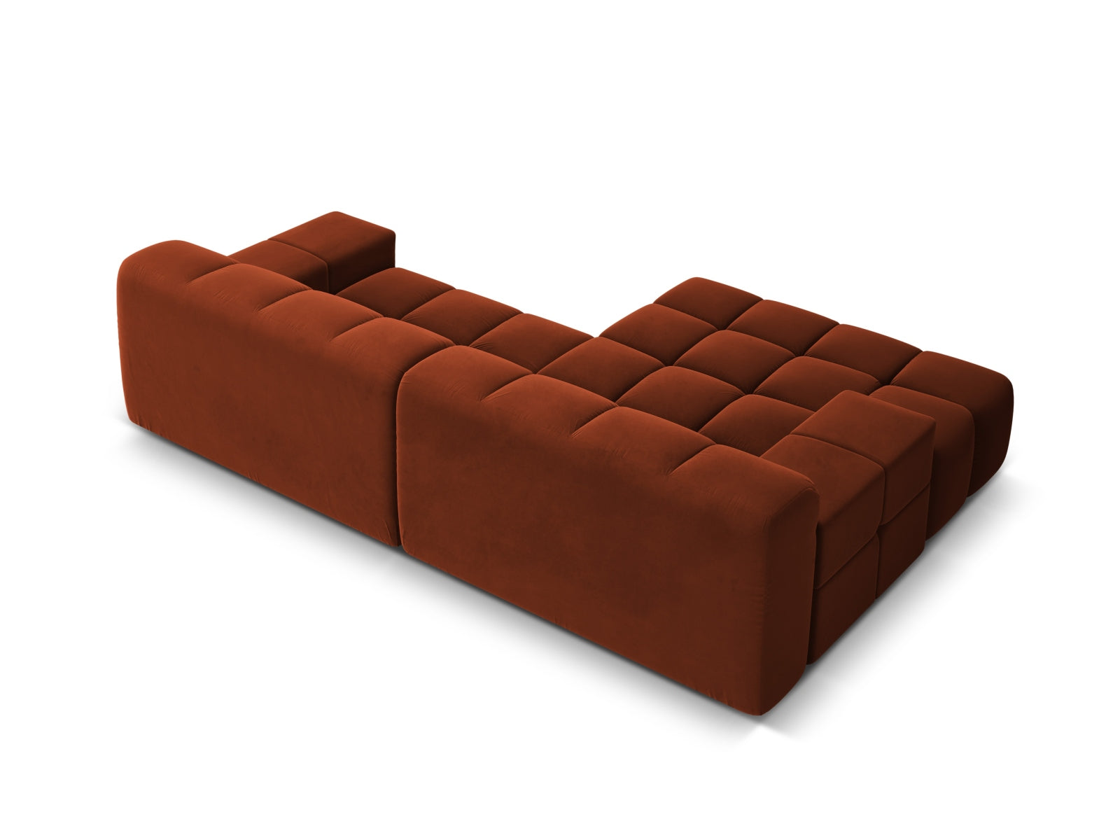 Samt-Ecksofa für 2 Personen links AGAVE ziegelrot