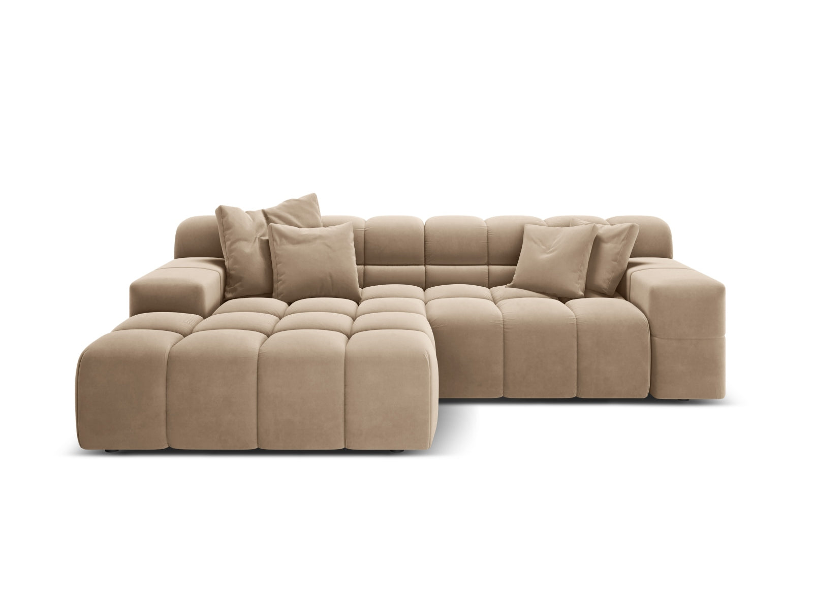 Samt-Ecksofa 2-sitzig links AGAVE beige
