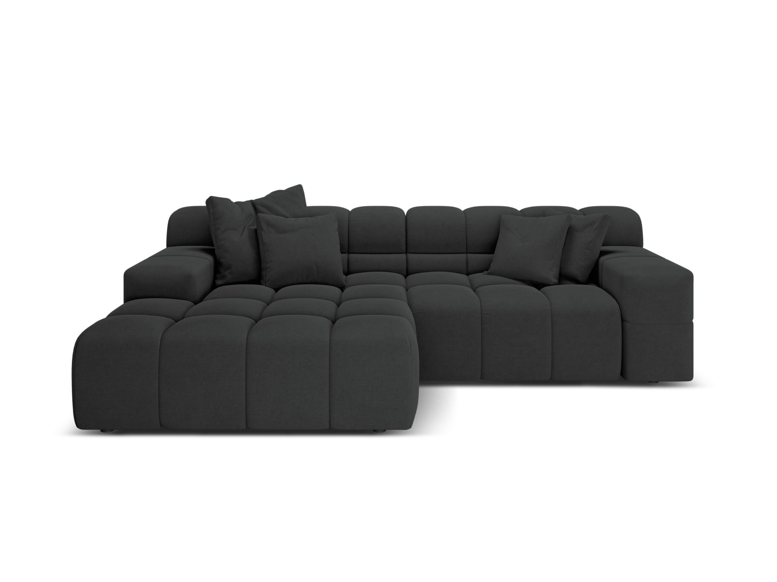 Zweisitzer-Ecksofa links AGAVE anthrazitfarbener Chenille
