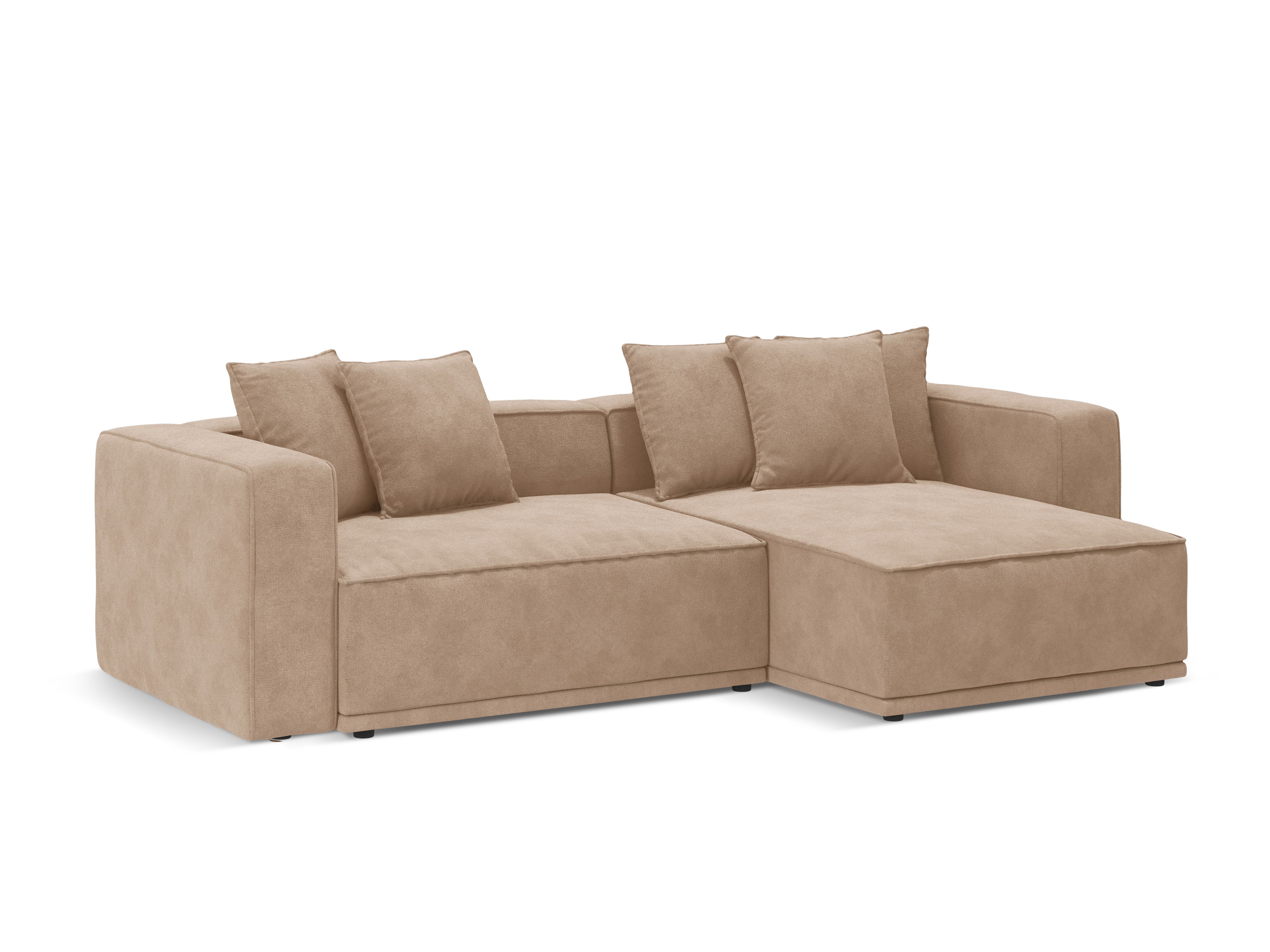Samt-Ecksofa rechts mit Schlaffunktion RIBES dunkelbeige