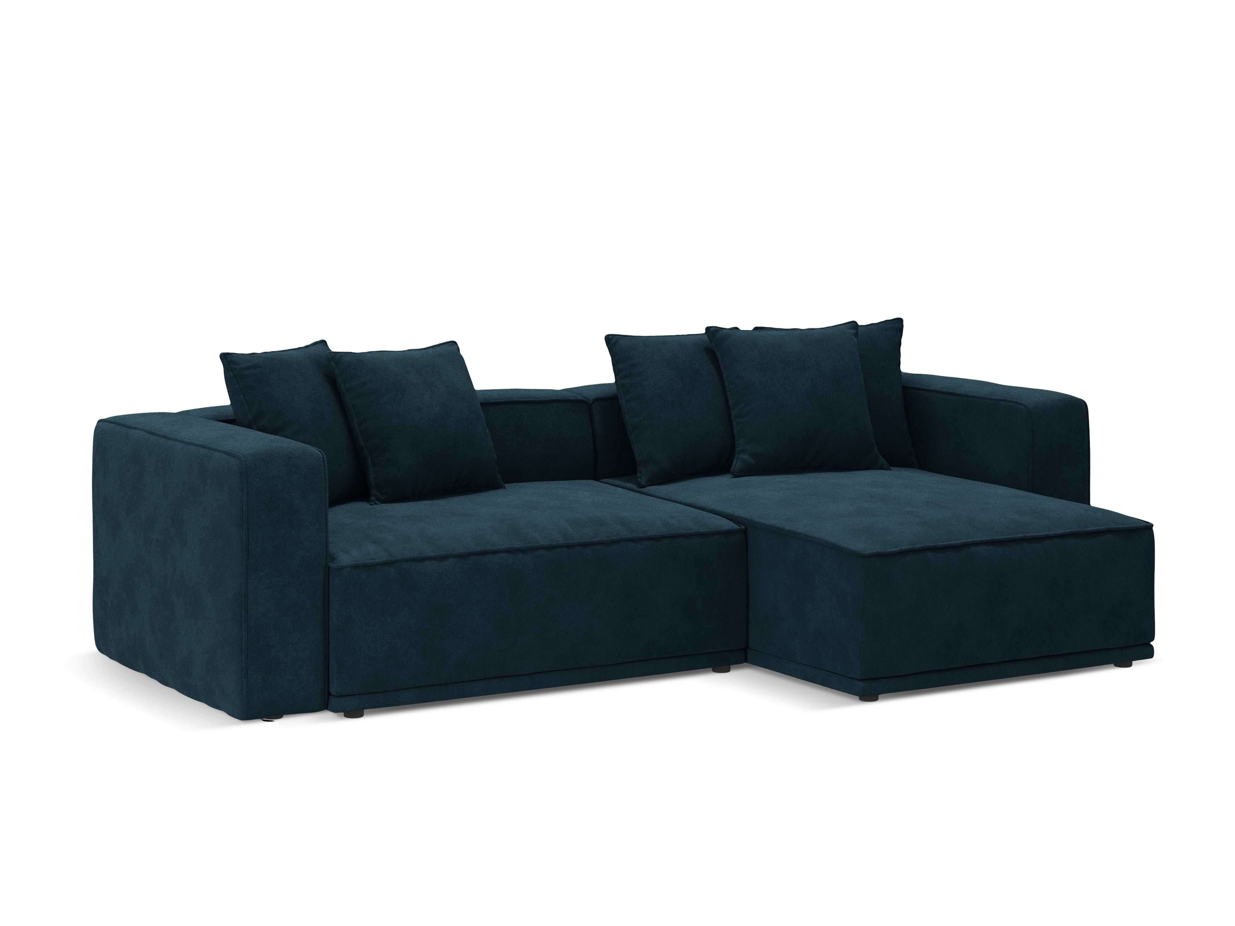 Samt-Ecksofa rechts mit Schlaffunktion RIBES petrolblau