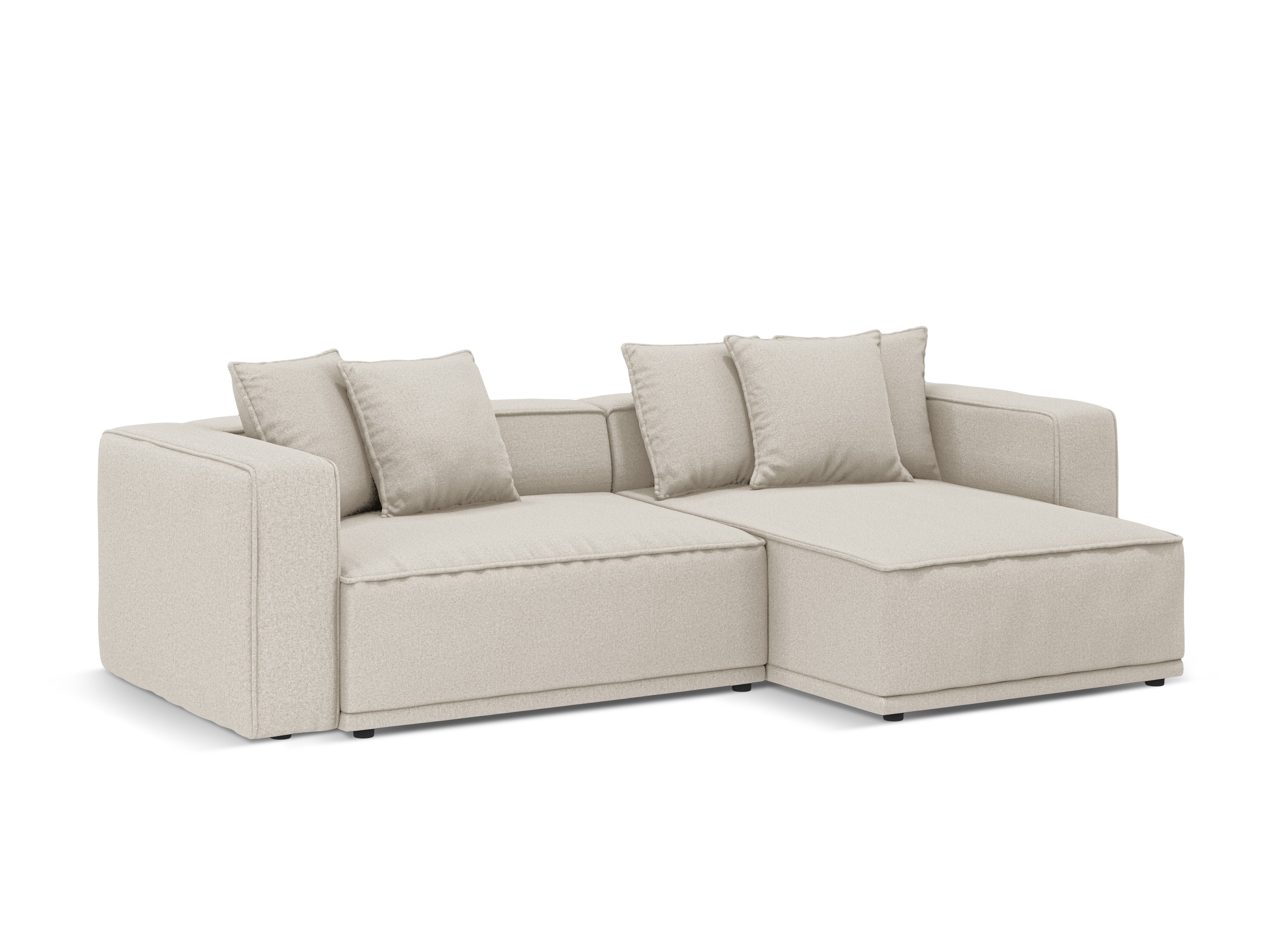 Right-sided corner sofa bed RIBES beige chenille