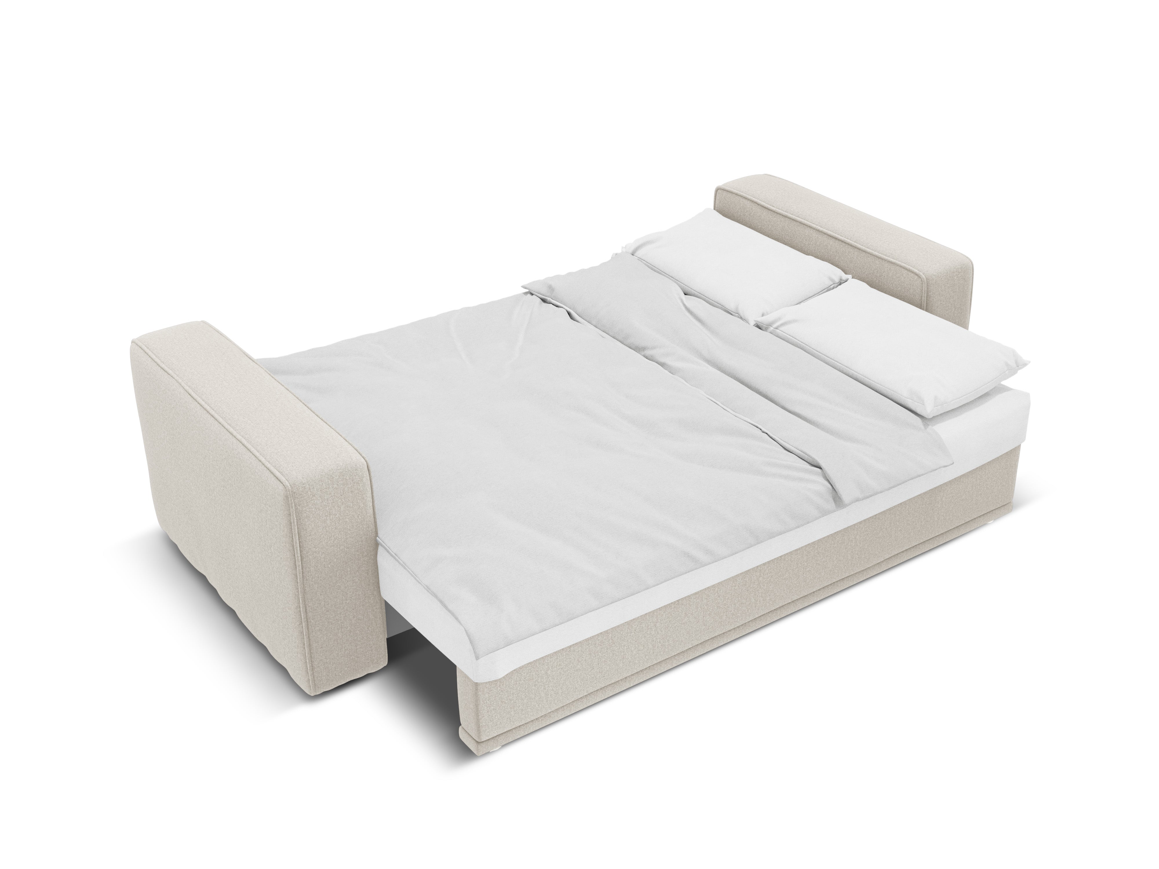 Right-sided corner sofa bed RIBES beige chenille