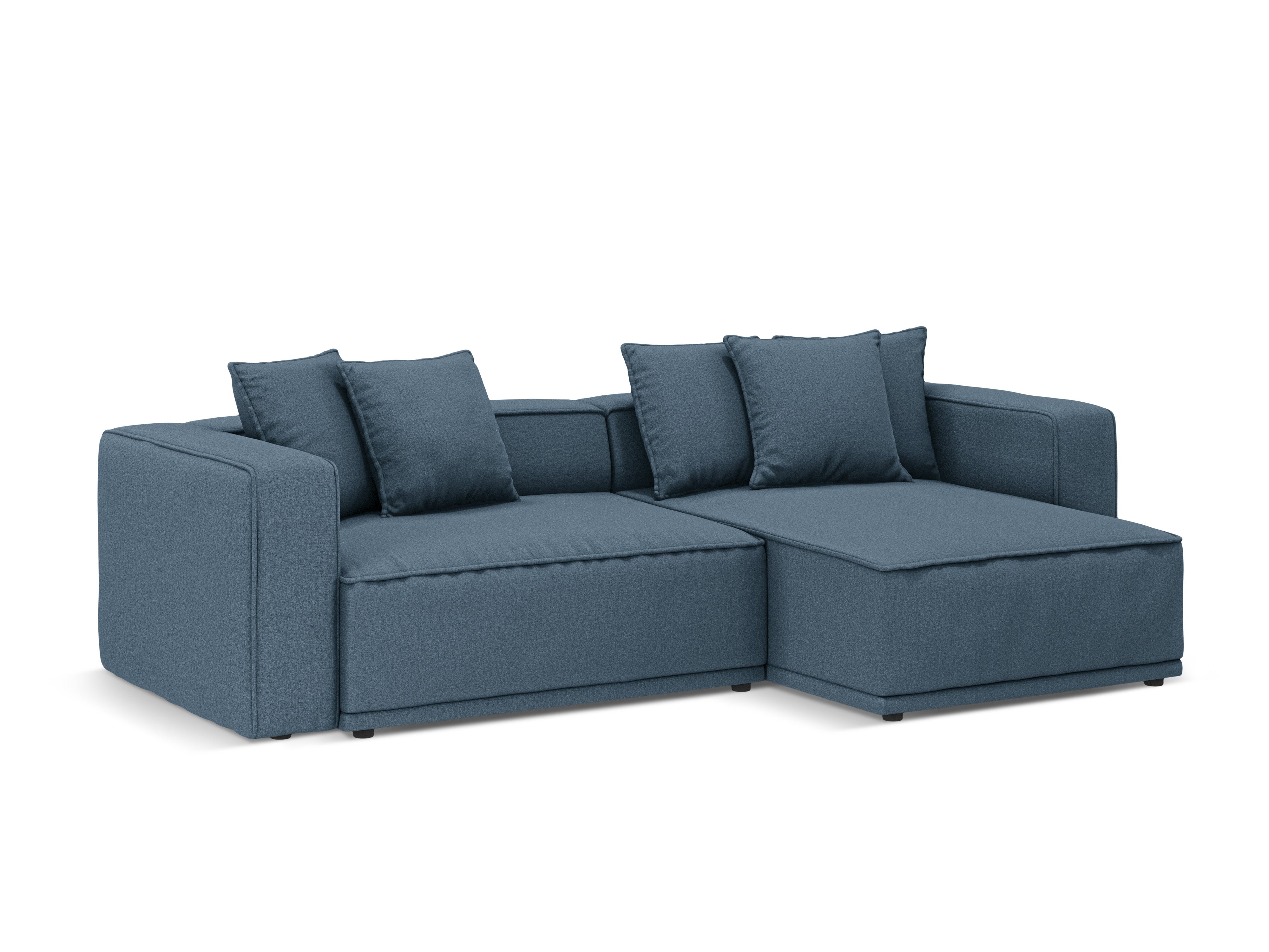 Rechtsseitige Schlafcouch RIBES in jeansblauem Chenille
