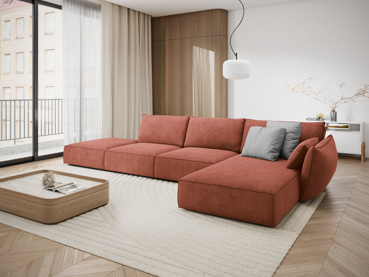 Corner in the Sieliil Fabric Right -hand open Vanda Terracotta