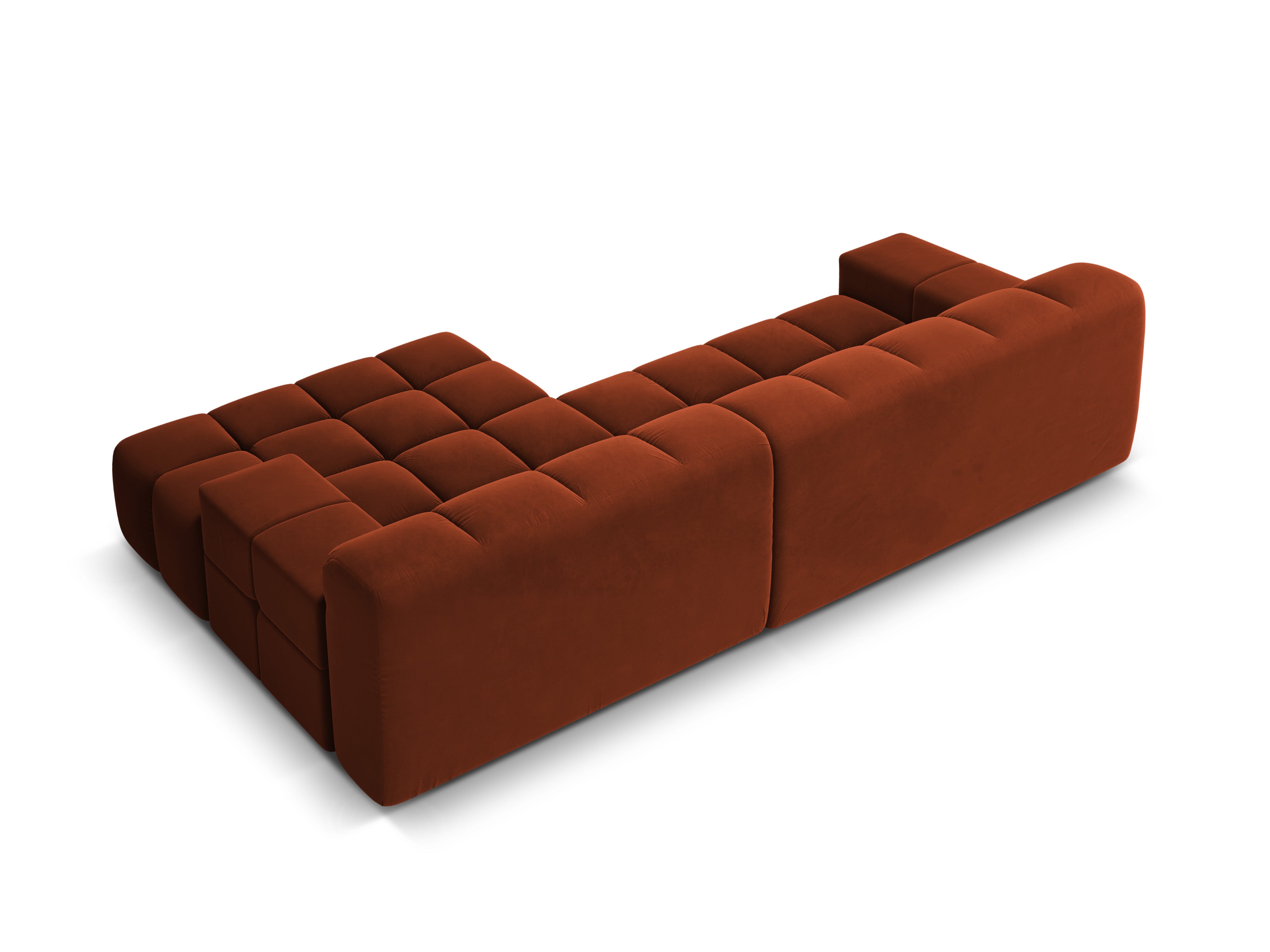 Samt-Ecksofa 3-sitzig rechts AGAVE ziegelrot