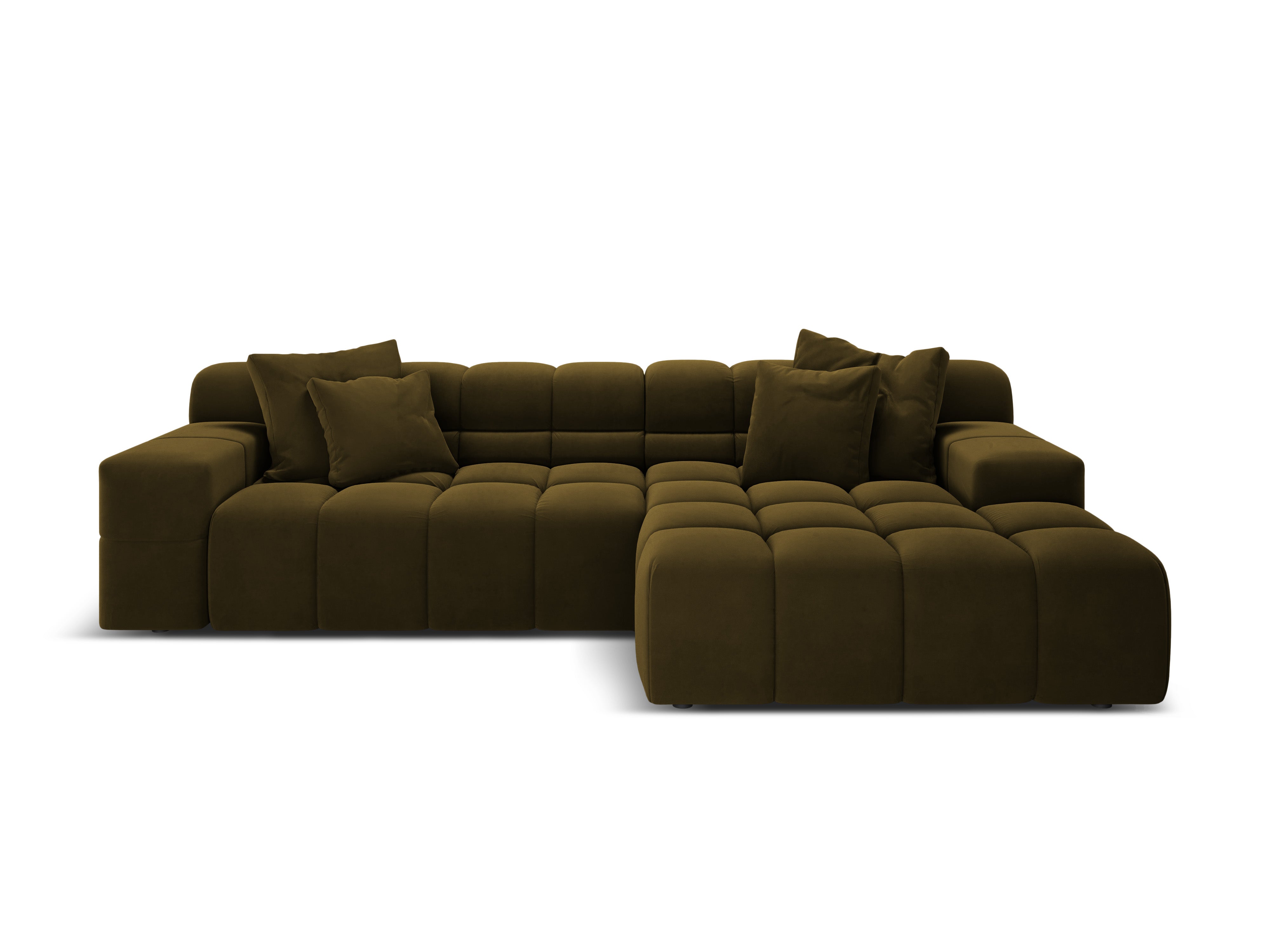 Samt-Ecksofa für 3 Personen rechts AGAVE grün