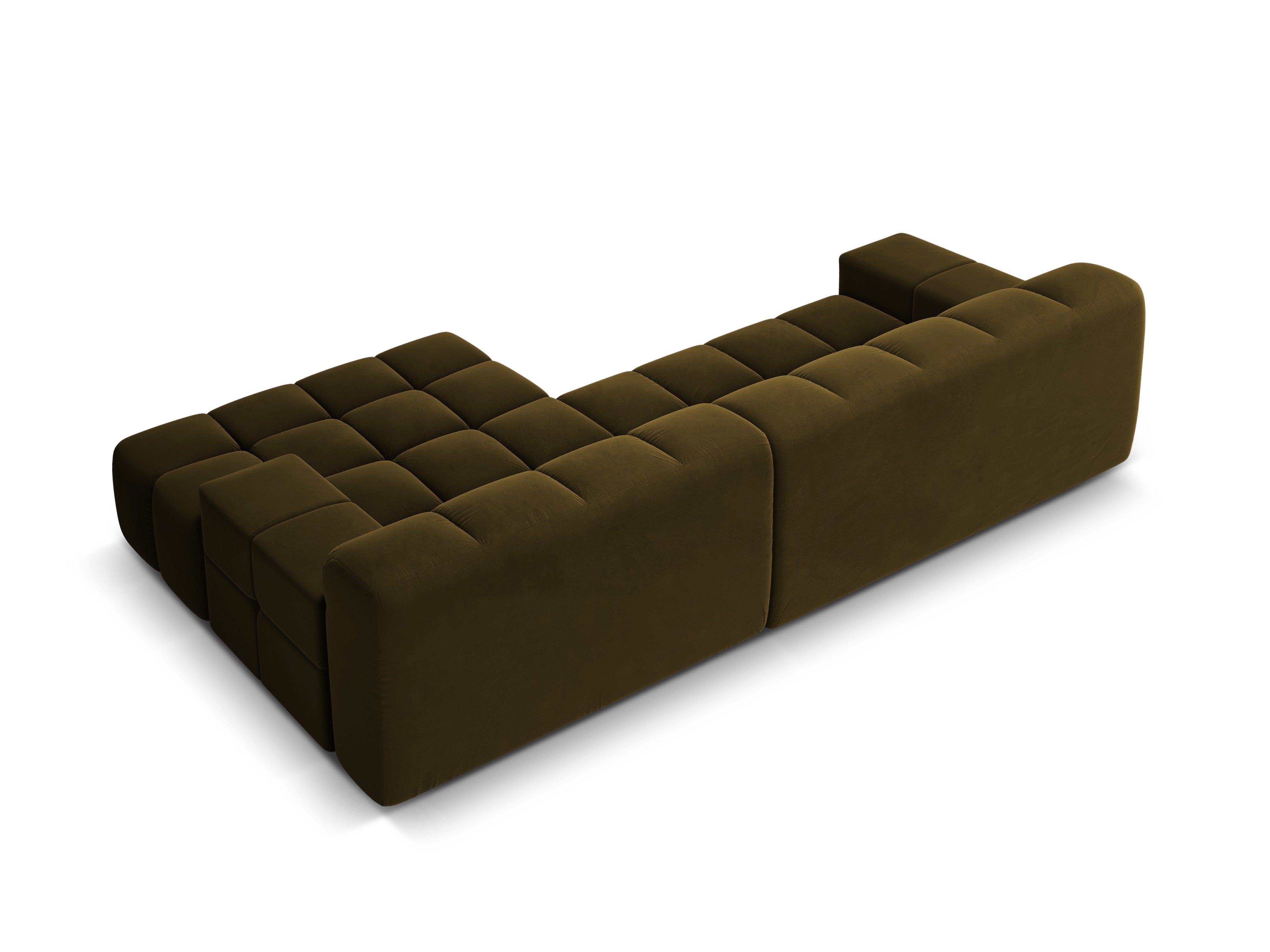Samt-Ecksofa für 3 Personen rechts AGAVE grün