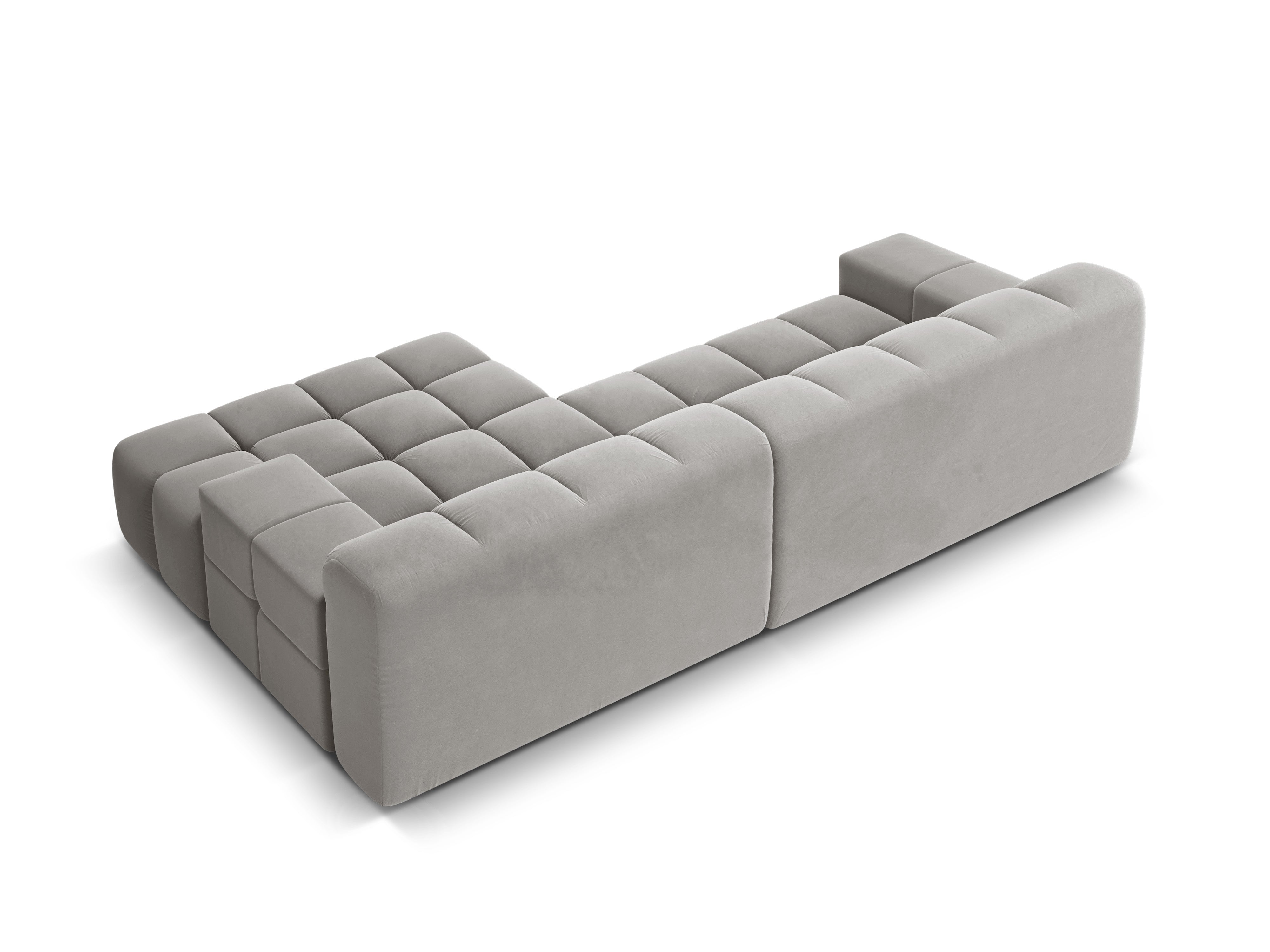 Samt-Ecksofa 3-Sitzer rechts AGAVE grau