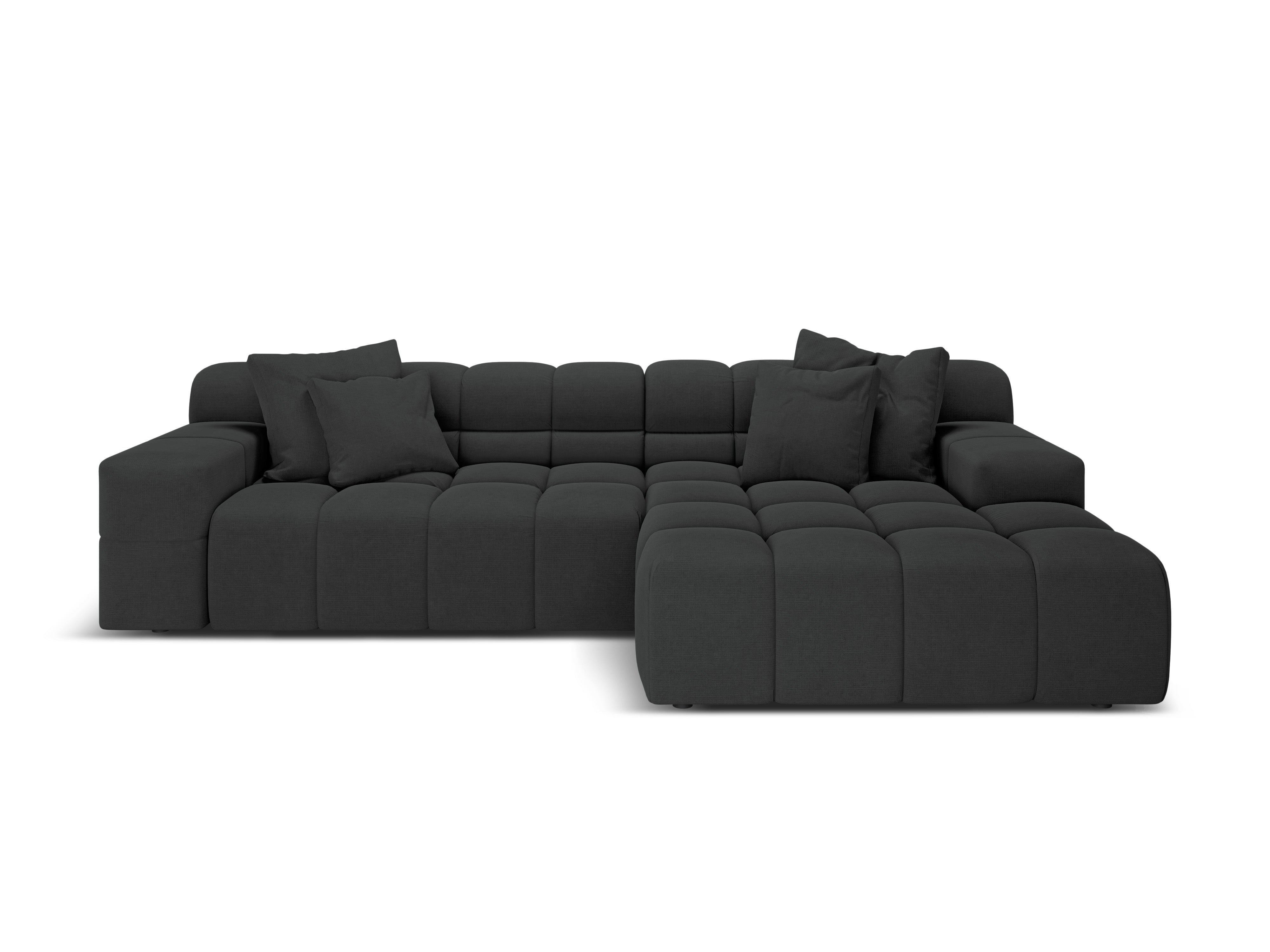 3-sitziger rechter Ecksofa AGAVE in anthrazitfarbenem Chenille