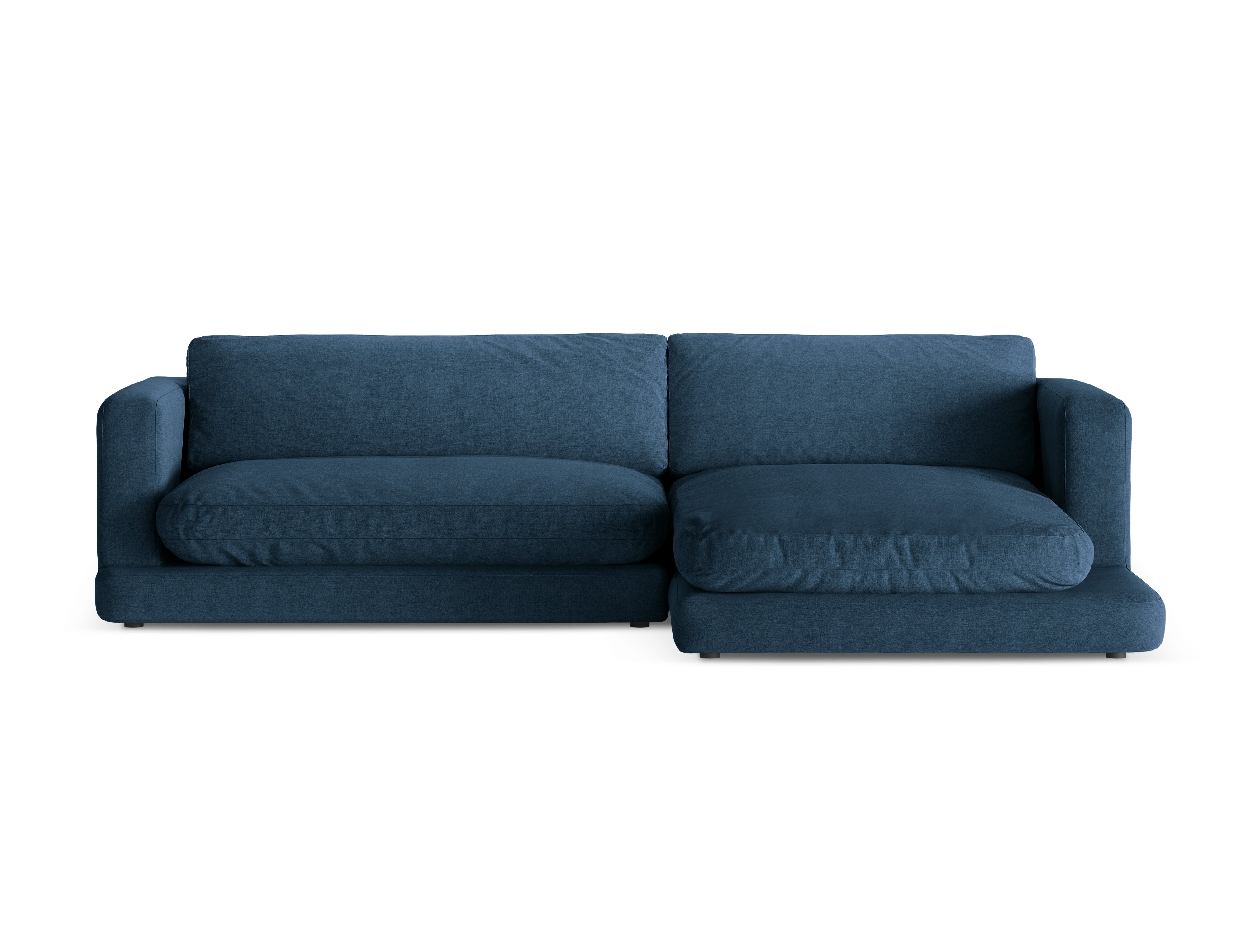 Rechtsseitige Eckcouch DAPHNE dunkelblauer Chenille