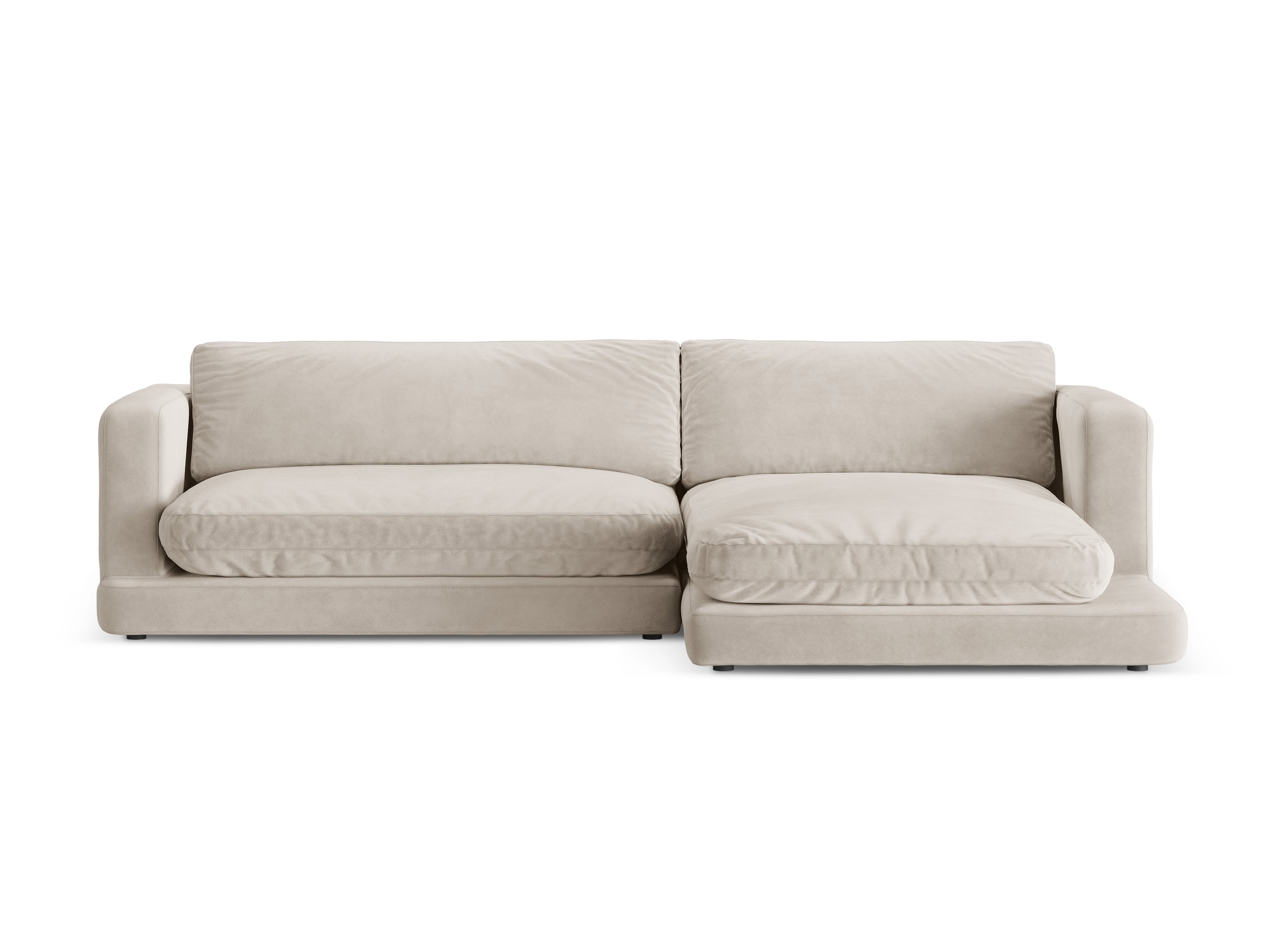 Samt-Ecksofa rechts DAPHNE hellbeige